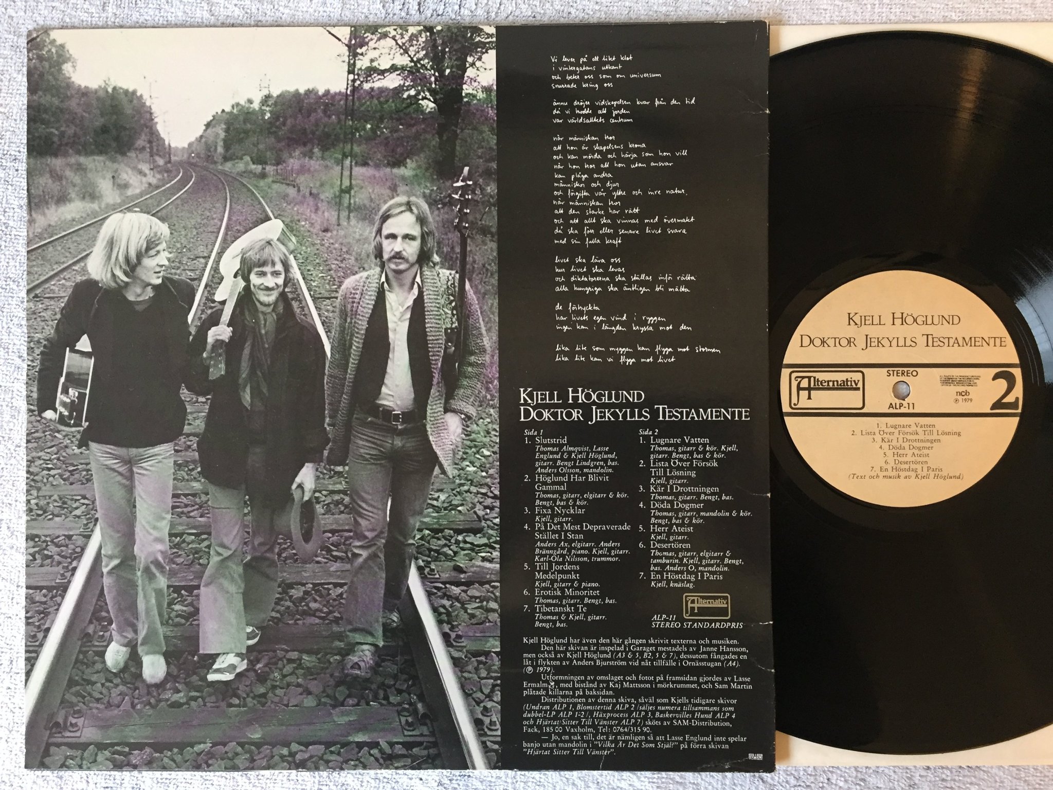 Omslagsbild för skivan KJELL HÖGLUND Dr Jekylls testamente LP -79 Swe ALTERNATIV ALP 11