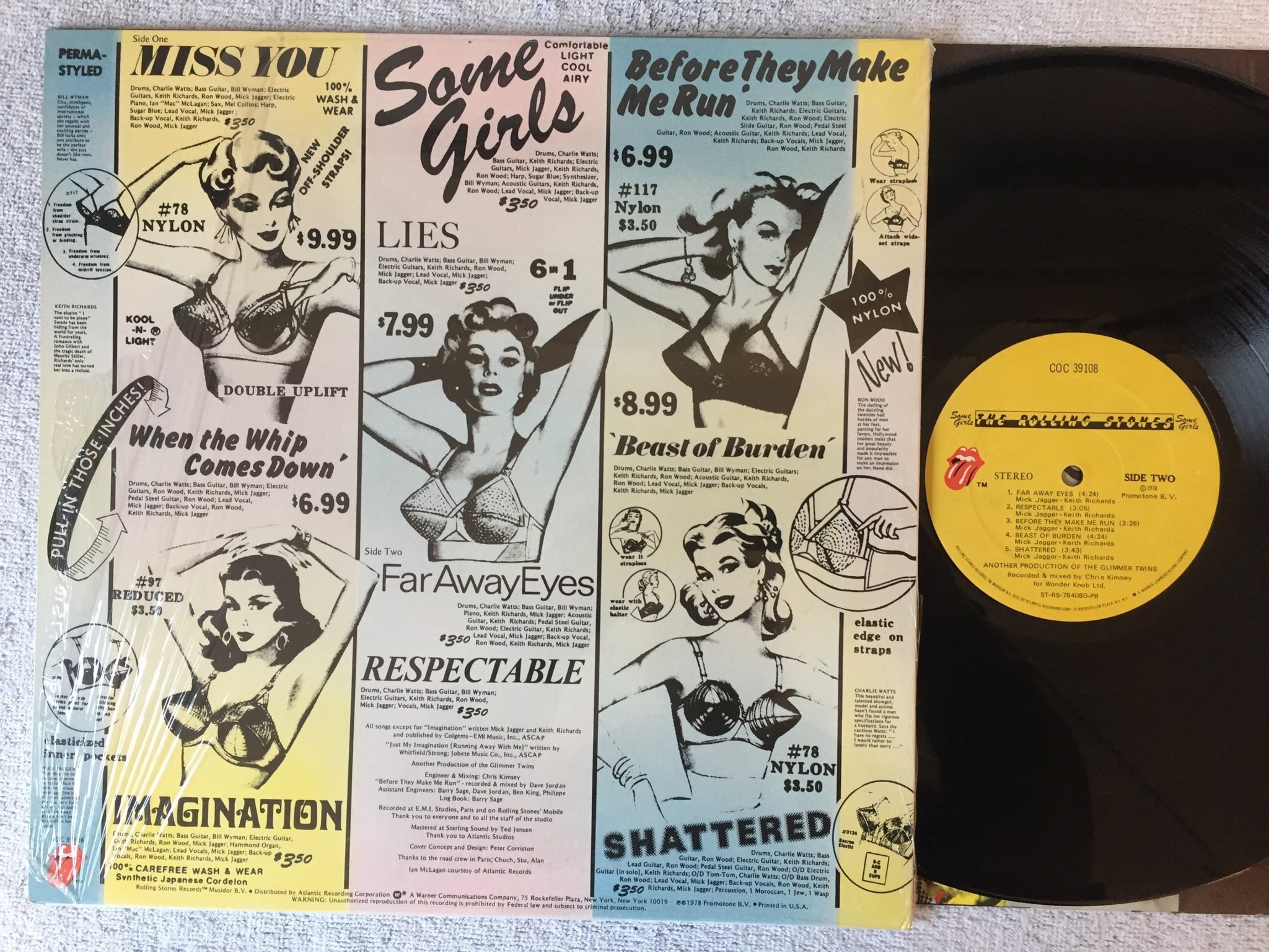 Omslagsbild för skivan THE ROLLING STONES Some Girls LP -78 US COC 39108  partly in shrink + hyper stic