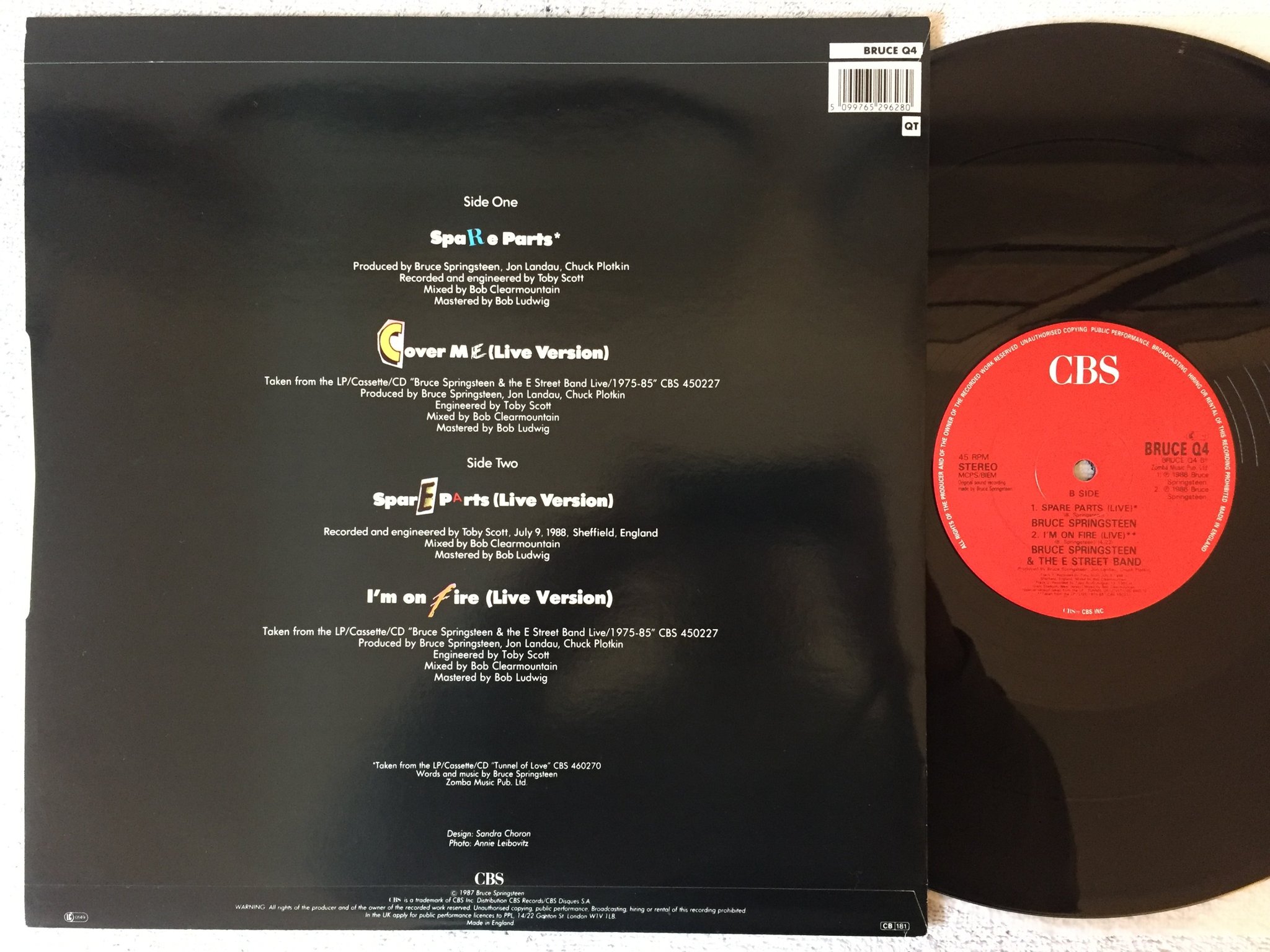 Omslagsbild för skivan BRUCE SPRINGSTEEN spare parts 12"EP -86 UK CBS  BRUCE Q4