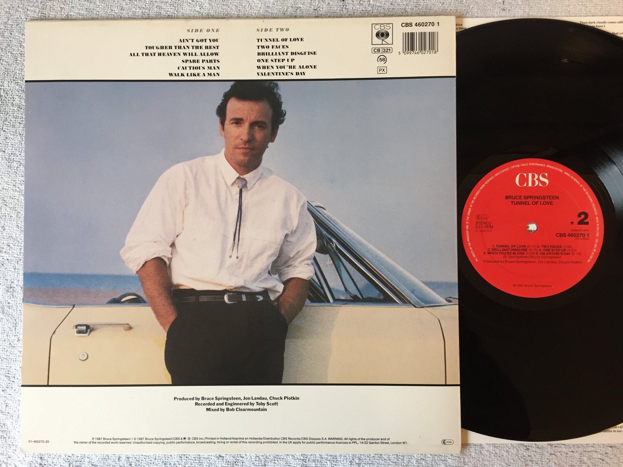 Omslagsbild för skivan BRUCE SPRINGSTEEN tunnel of love LP -87 Hol CBS 460270 1