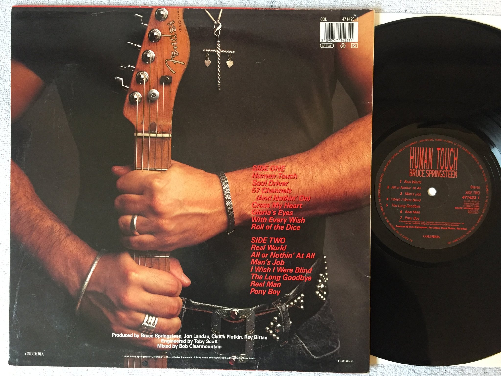 Omslagsbild för skivan BRUCE SPRINGSTEEN human touch LP -92 Hol CBS 471423 1
