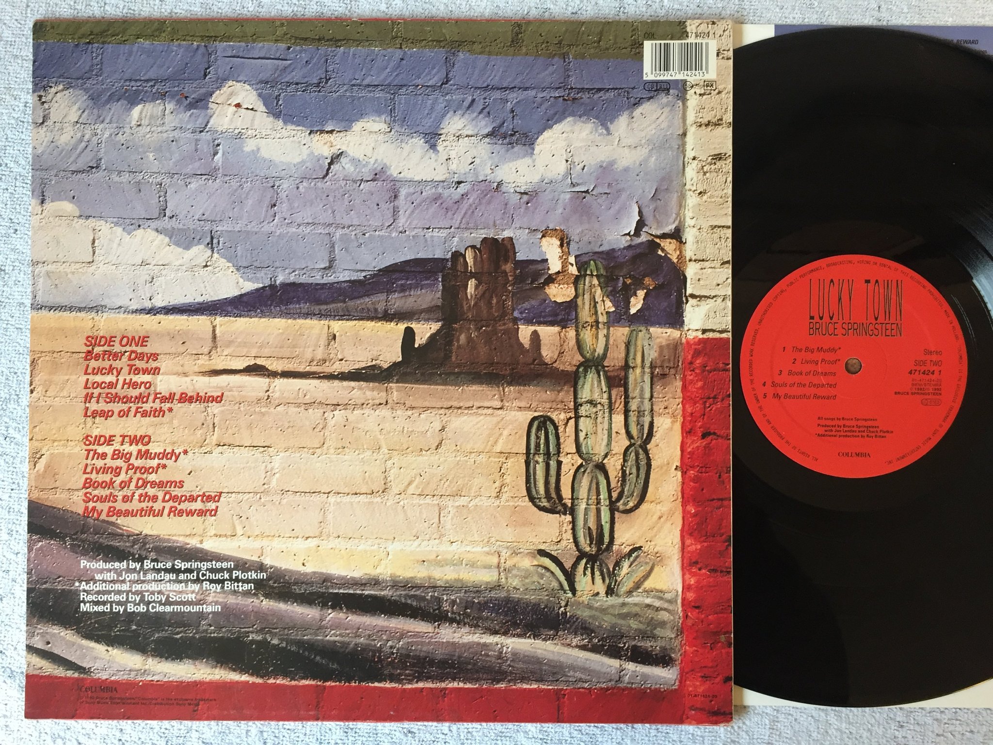 Omslagsbild för skivan BRUCE SPRINGSTEEN lucky town LP -92 Hol CBS 471424 1