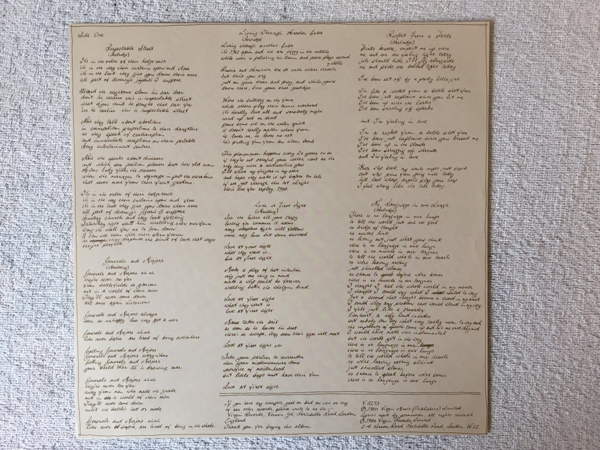 Omslagsbild för skivan XTC Black Sea LP -80 UK VIRGIN  V 2173