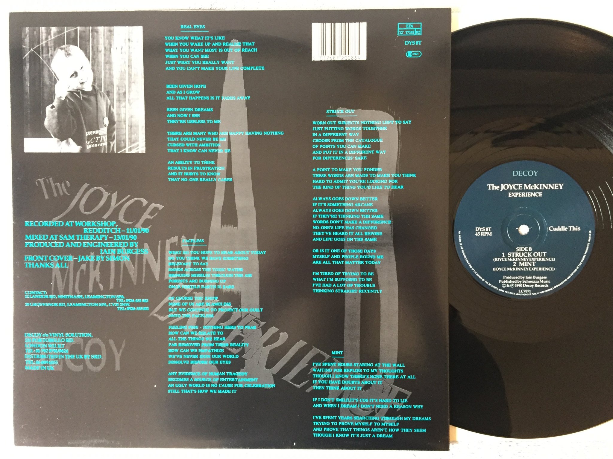 Omslagsbild för skivan THE JOYCE McKINNEY EXPERIENCE Cuddle This 12"ep -90 UK DECOY DYS 8T punk