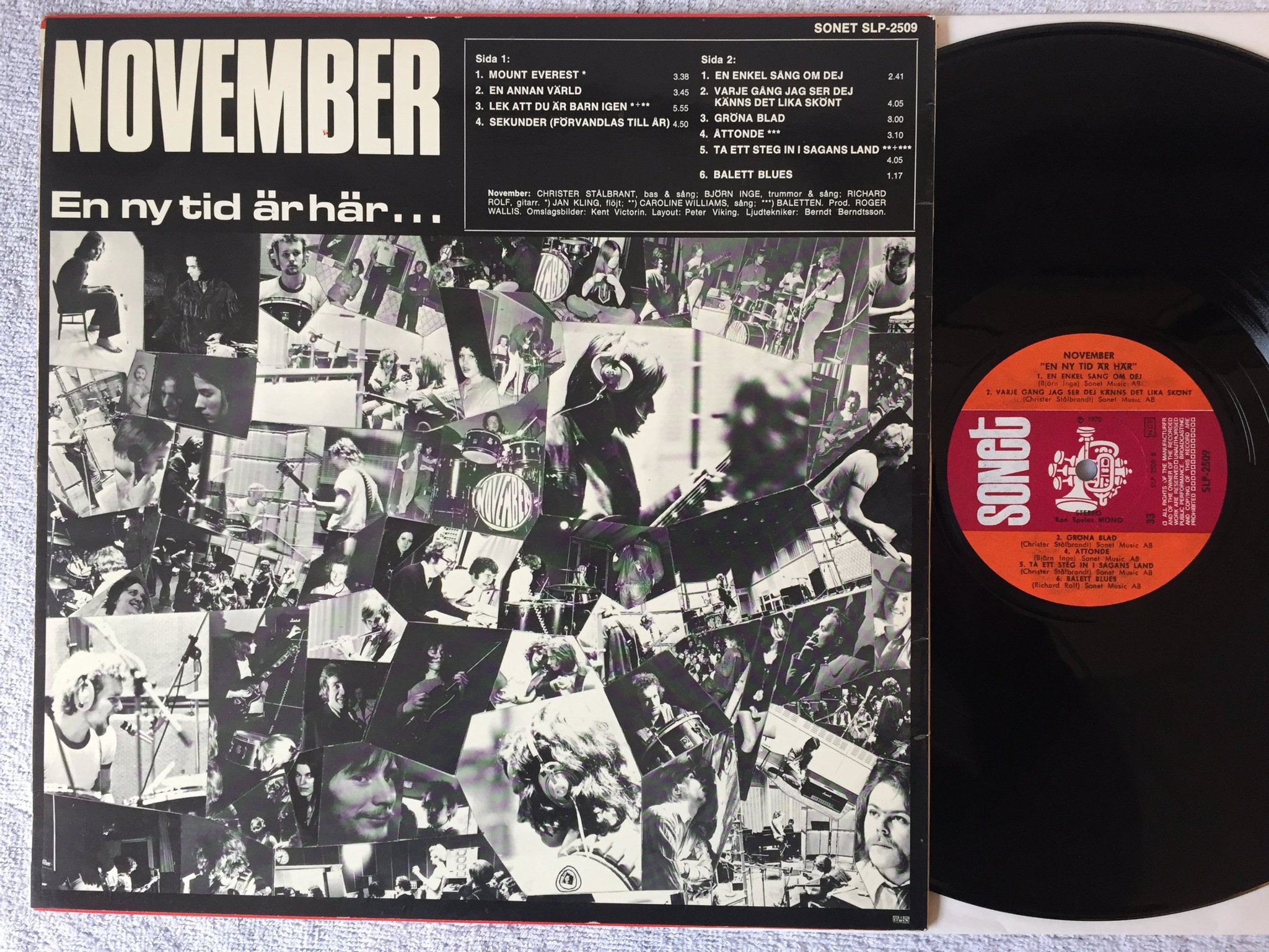 Omslagsbild för skivan NOVEMBER en ny tid är här LP - 70 Swe SONET SLP 2509