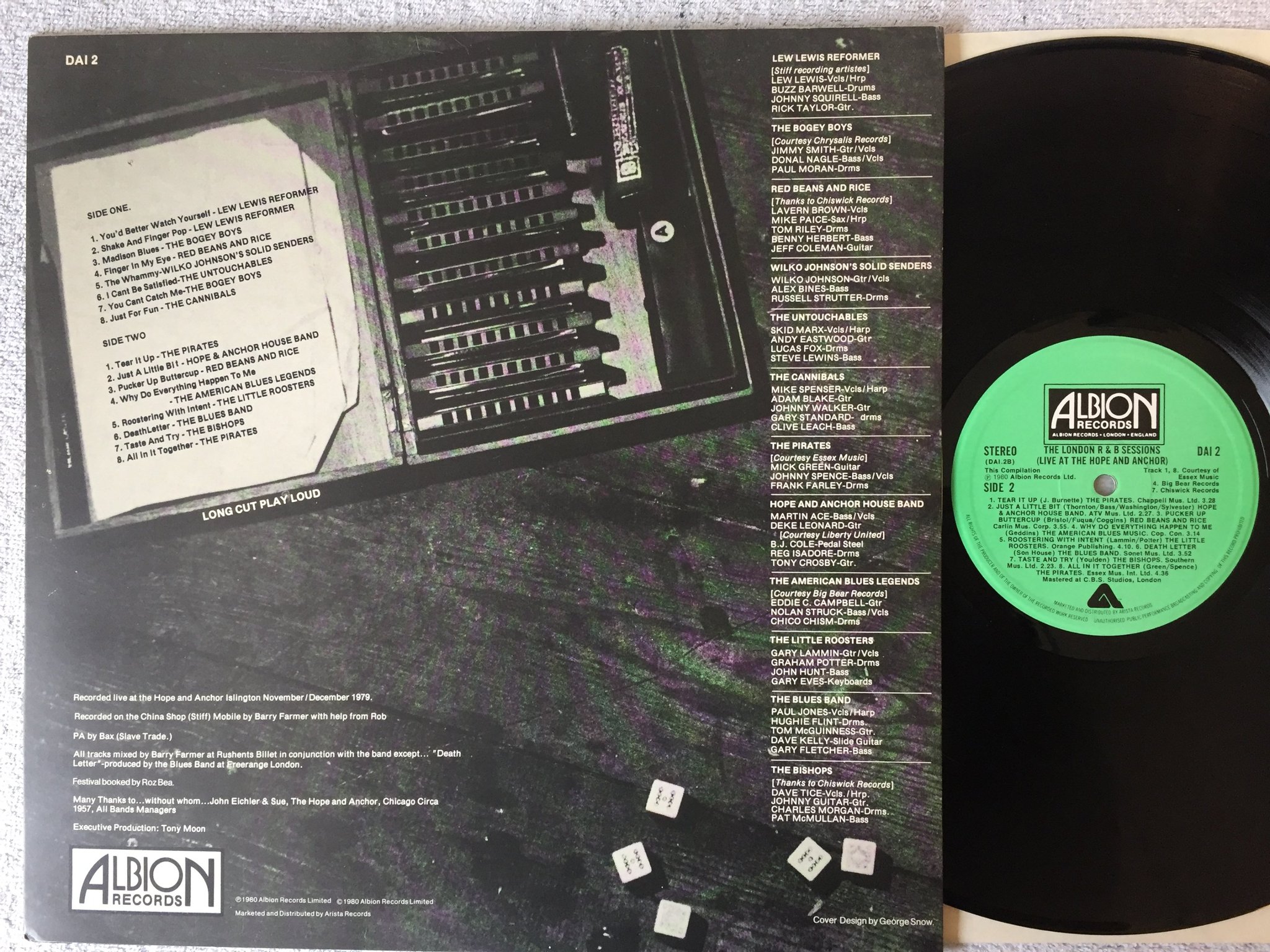 Omslagsbild för skivan V/A the London R&B sessions LP -80 UK ALBION DAI 2 garage blues rock