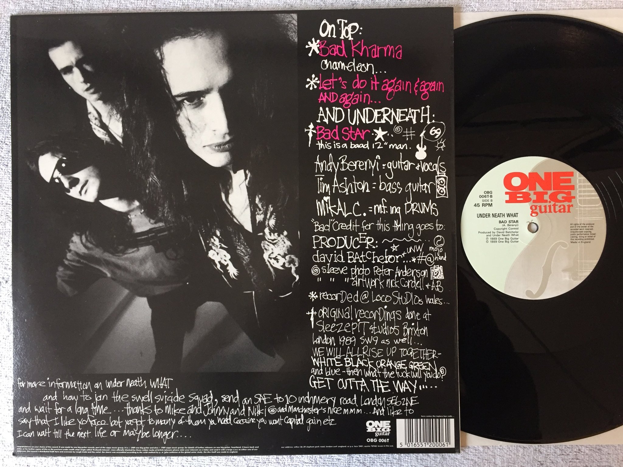 Omslagsbild för skivan UNDER NEATH WHAT Get Outta The Way 12"single UK ONE BIG GUITAR OBG006T