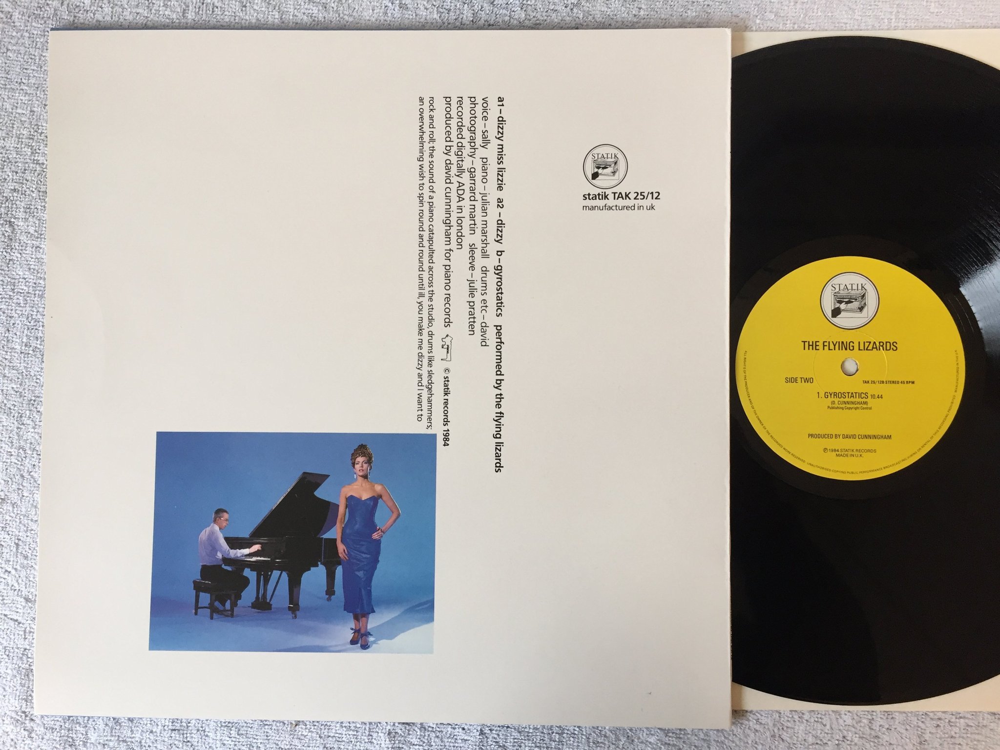 Omslagsbild för skivan The Flying Lizards – Dizzy Miss Lizzie 12"Single -84 UK STATIK TAK 25/12