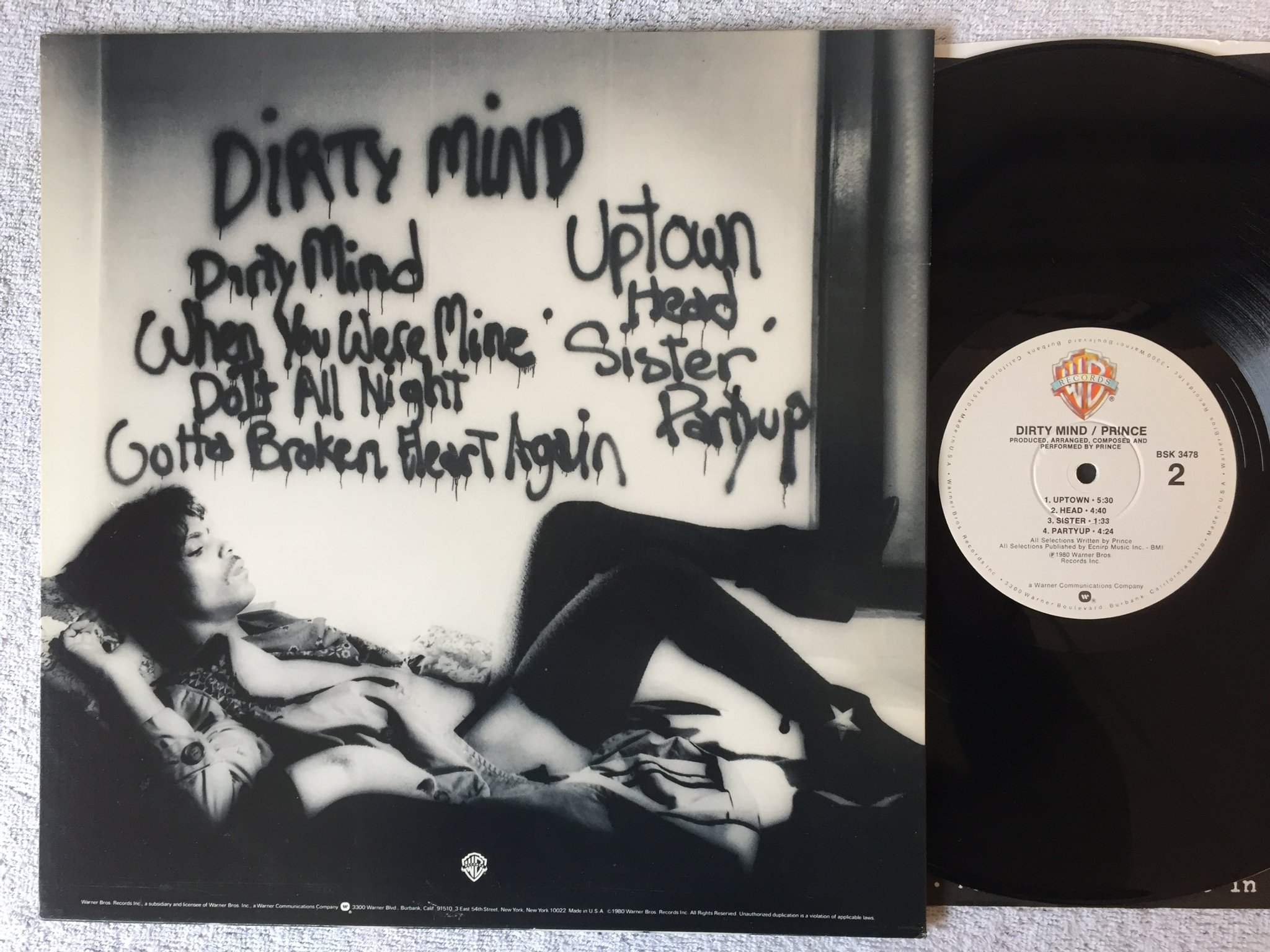 Omslagsbild för skivan PRINCE dirty mind LP -80 US WARNER BROS BSK 3478