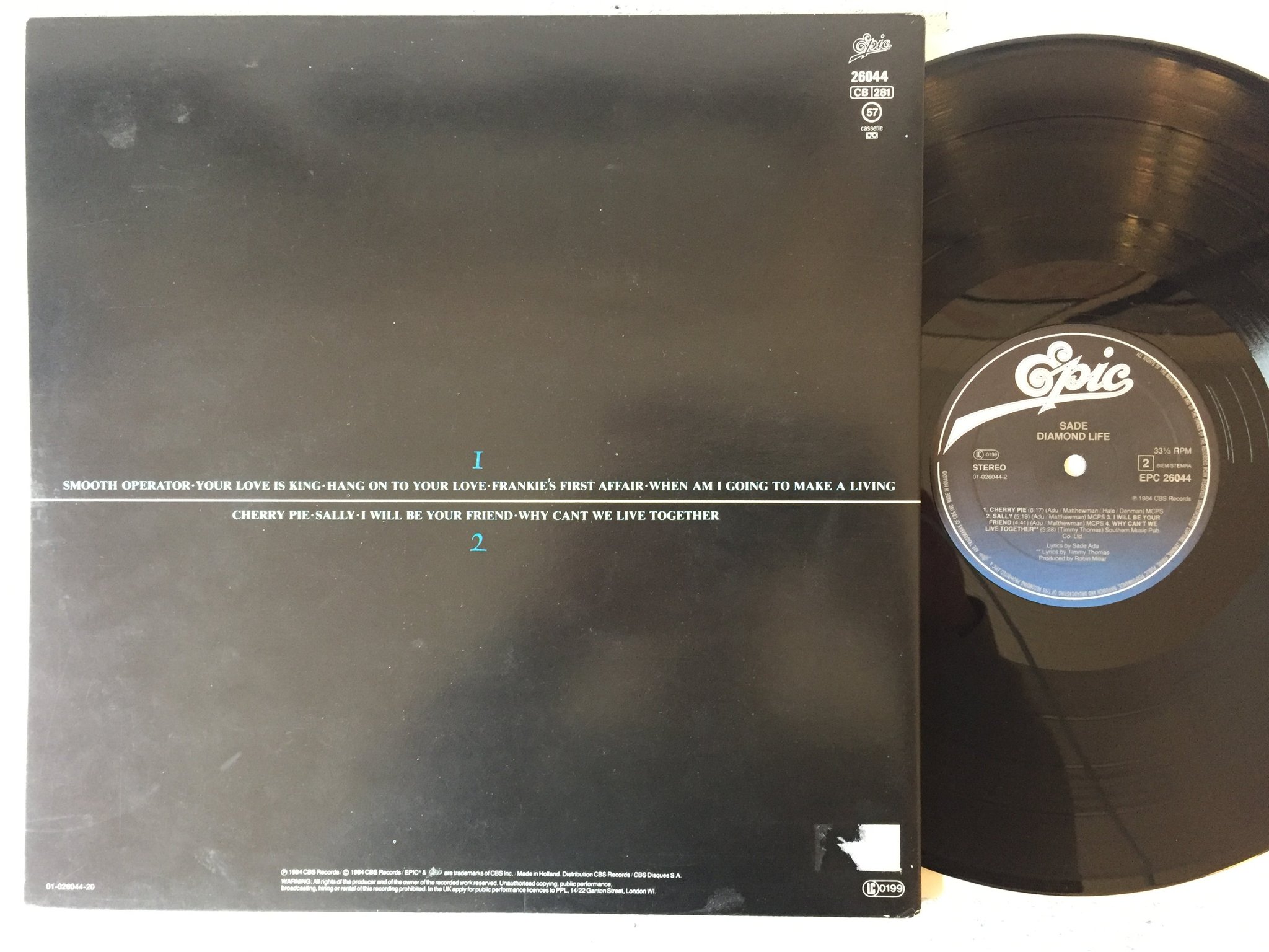 Omslagsbild för skivan SADE diamond life  LP -84 Hol EPIC EPC 26044