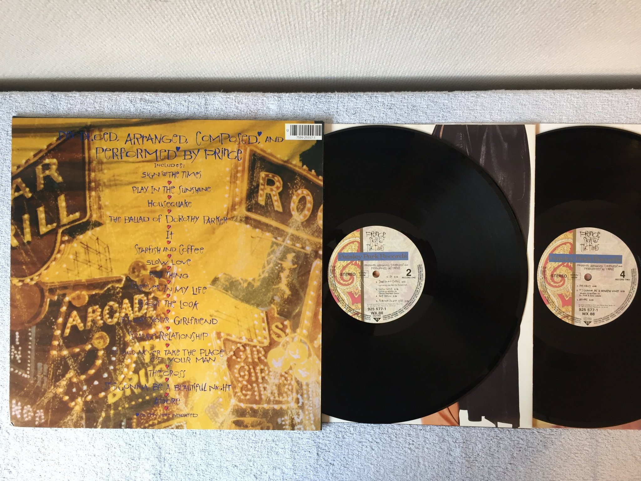 Omslagsbild för skivan PRINCE sign o the times 2xLP -87 Ger PAISLEY PARK 925 577-1