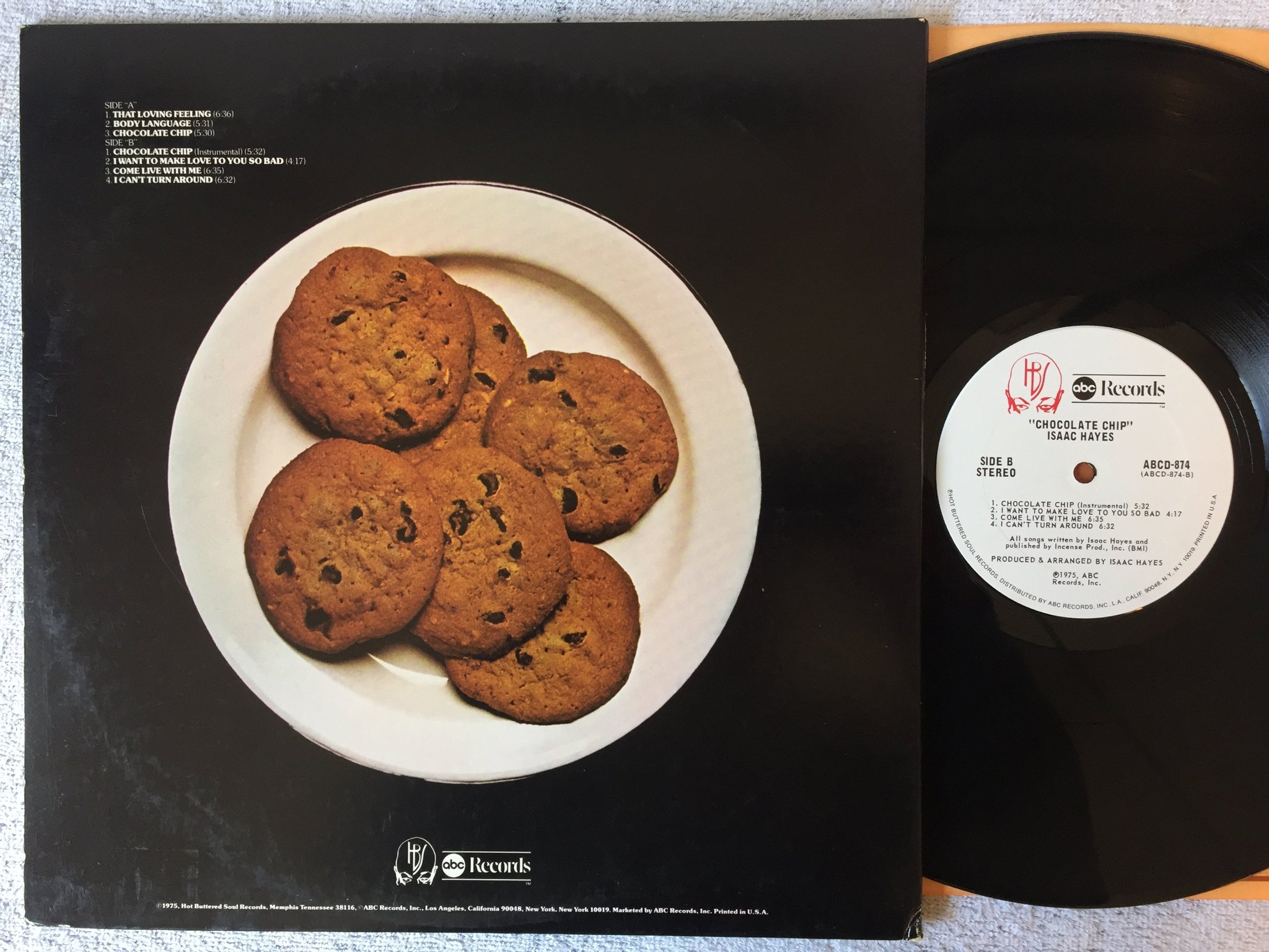 Omslagsbild för skivan ISAACS HAYES chocolate chip LP -75 US ABCD 874