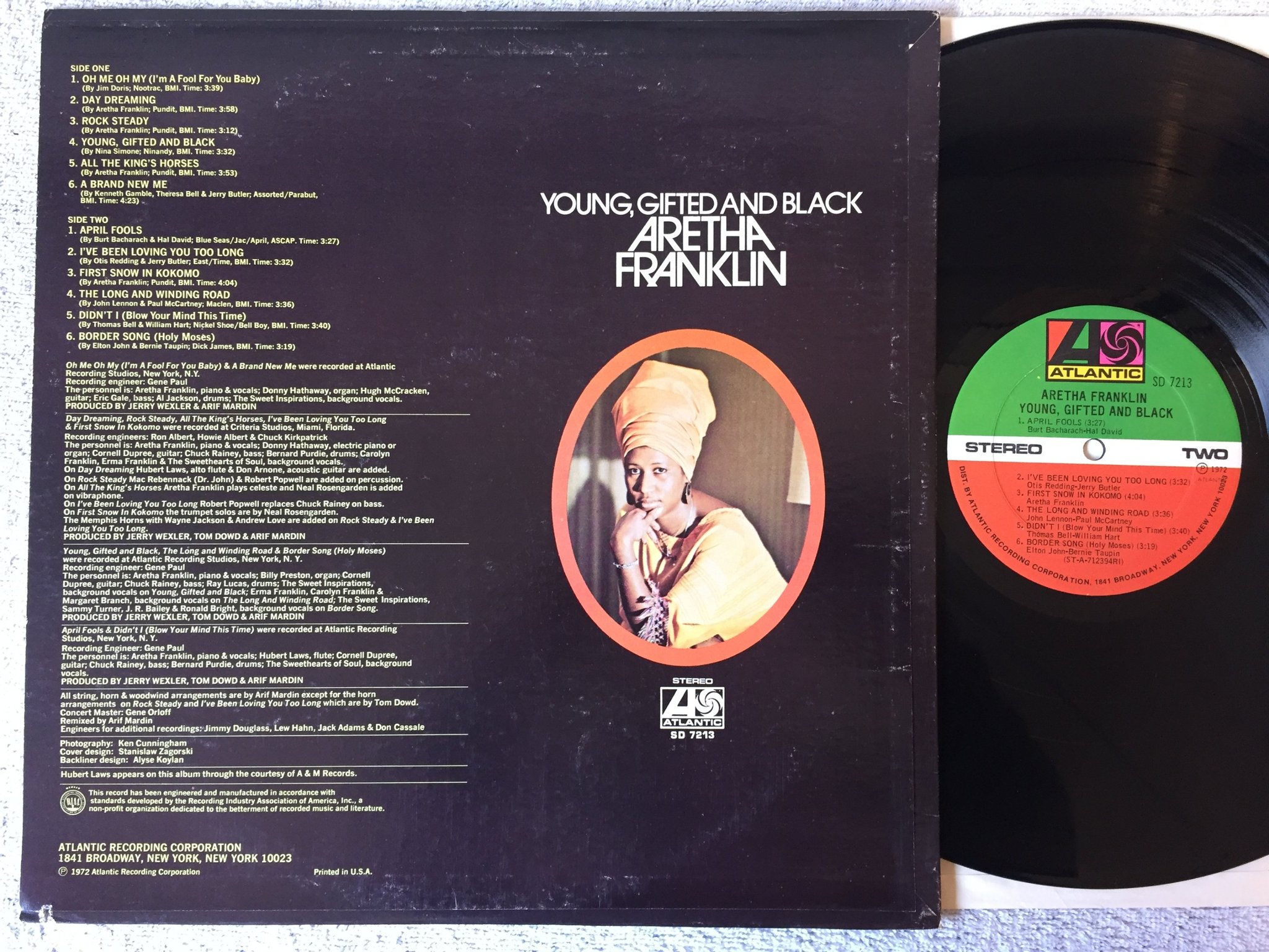 Omslagsbild för skivan ?ARETHA FRANKLIN young gifted and black LP -72 US ATLANTIC SD 7213 wow!!!!