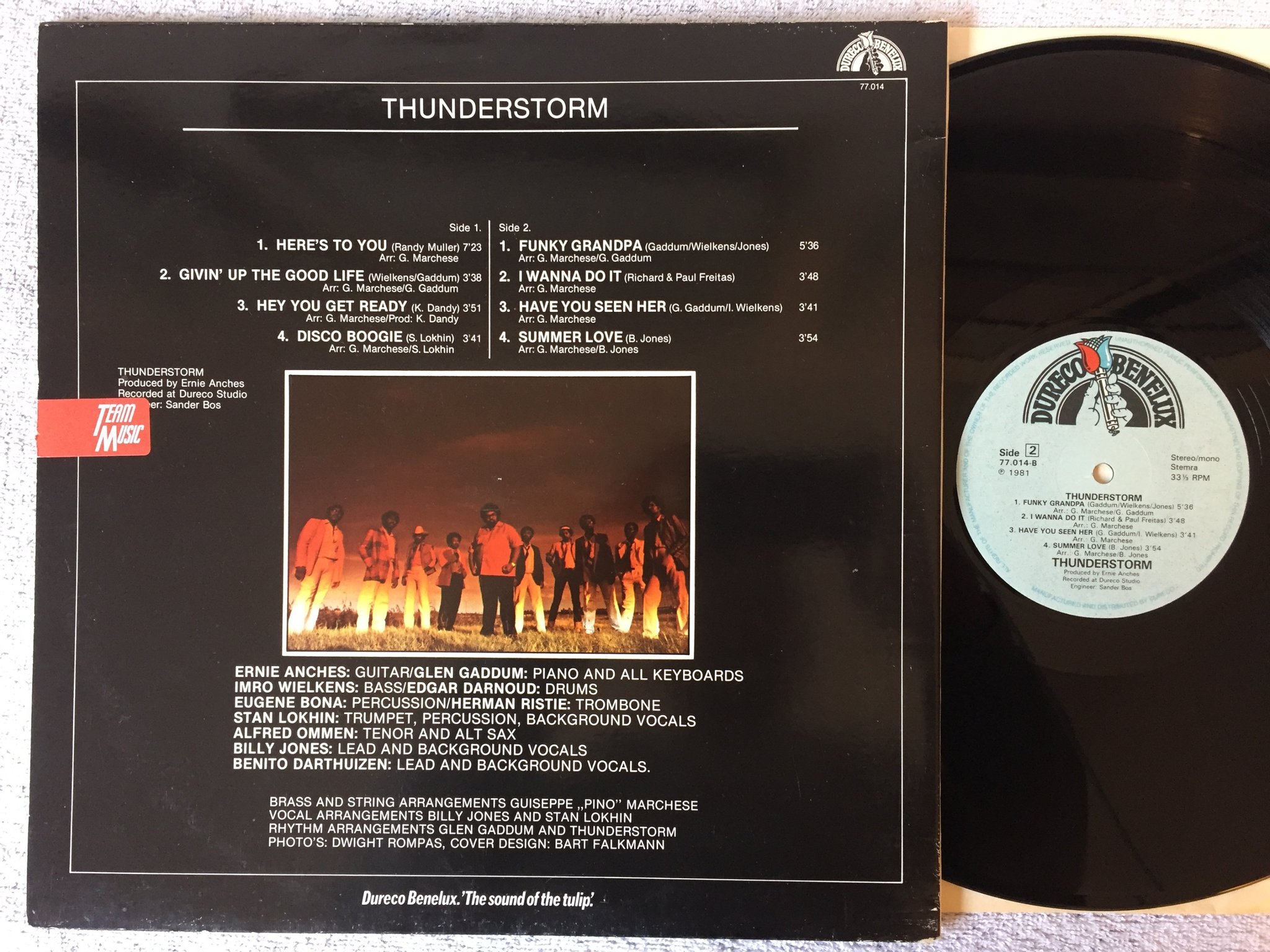 Omslagsbild för skivan THUNDERSTORM s/t LP -81 Hol DURECO BENELUX 77 014  disco funk ! ! 