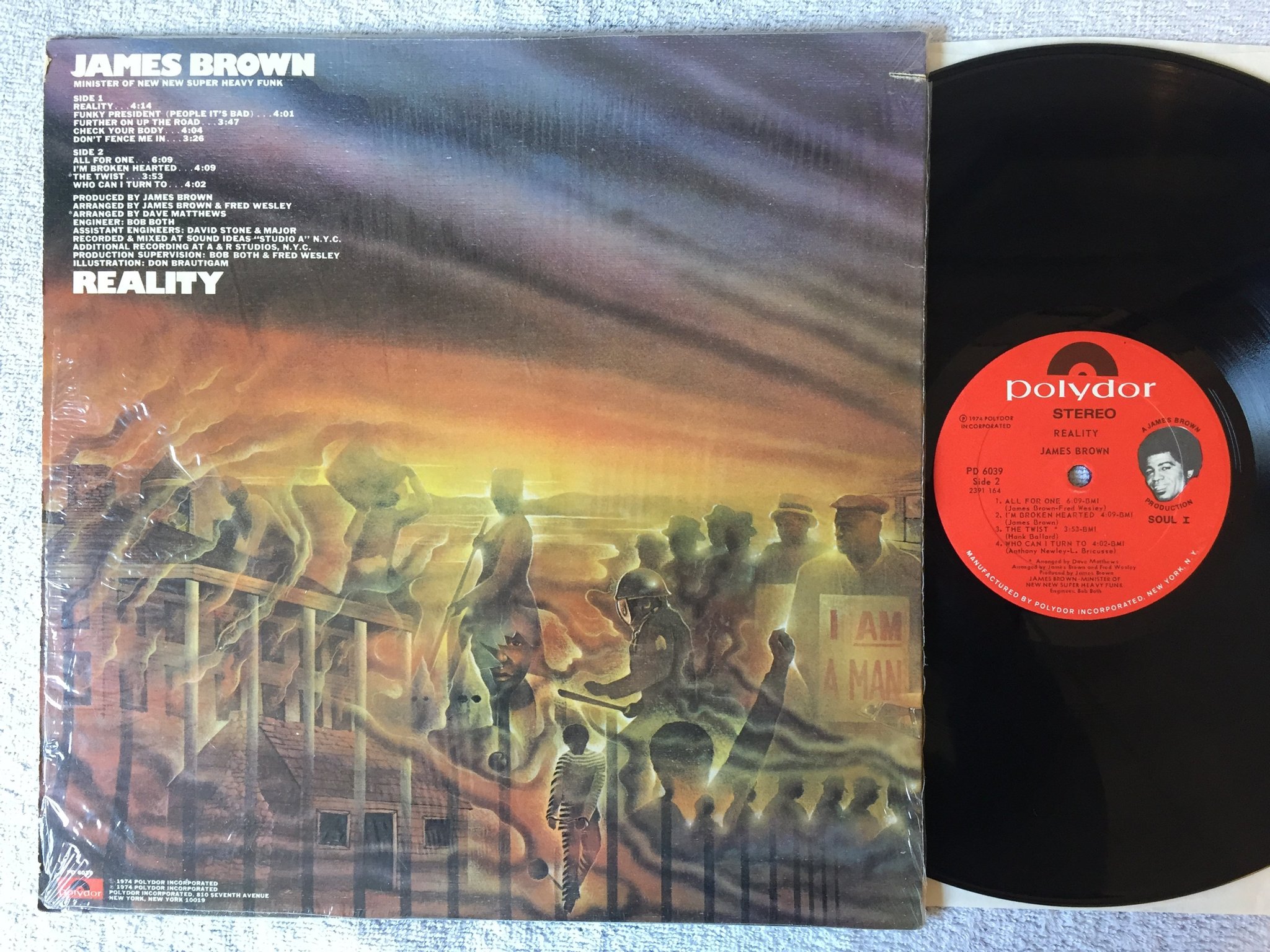 Omslagsbild för skivan JAMES BROWN reality LP -74 US POLYDOR PD 6039