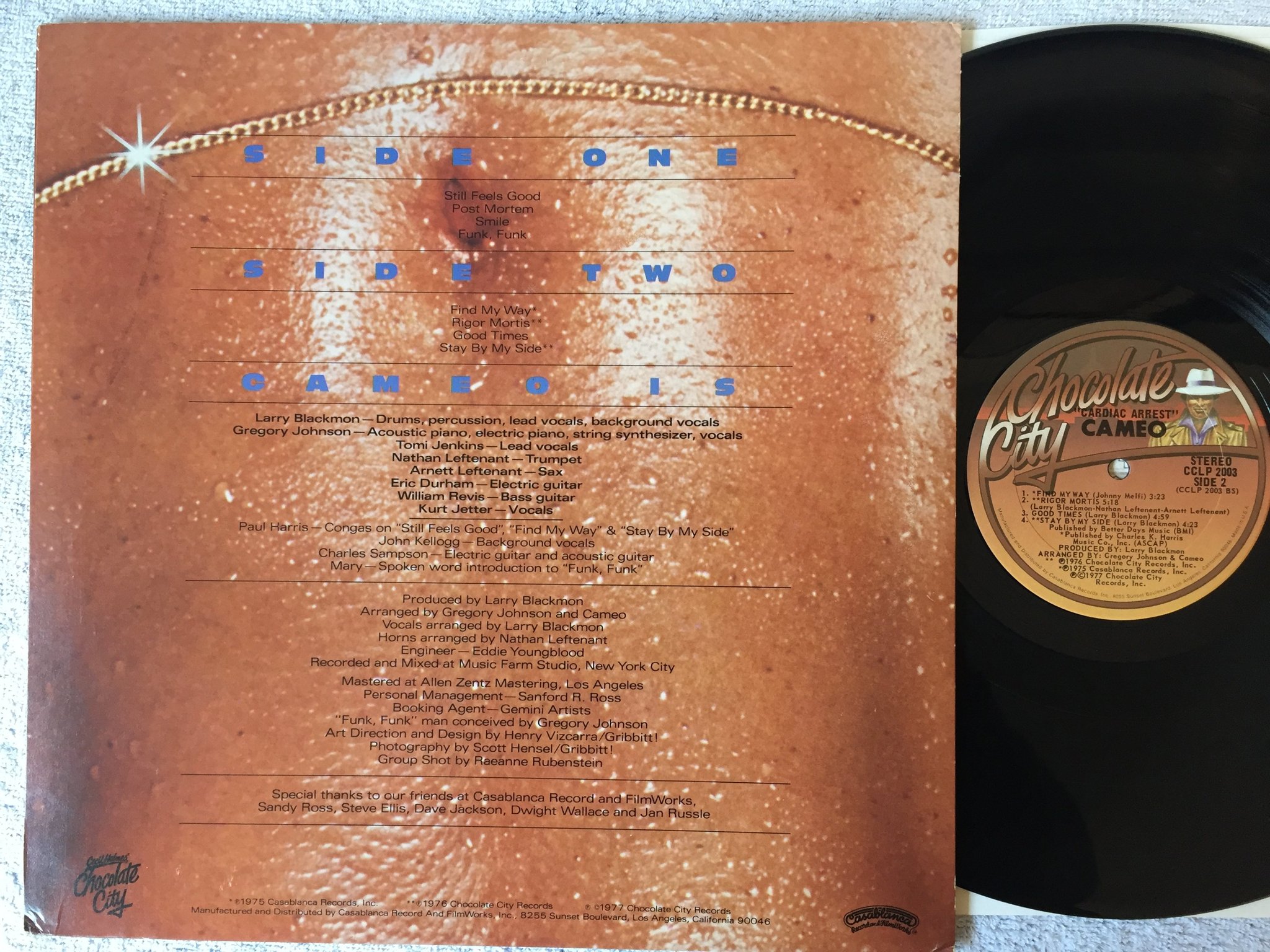 Omslagsbild för skivan CAMEO cardiac arrest LP -77 US CHOCOLATE CITY CCLP 2003 