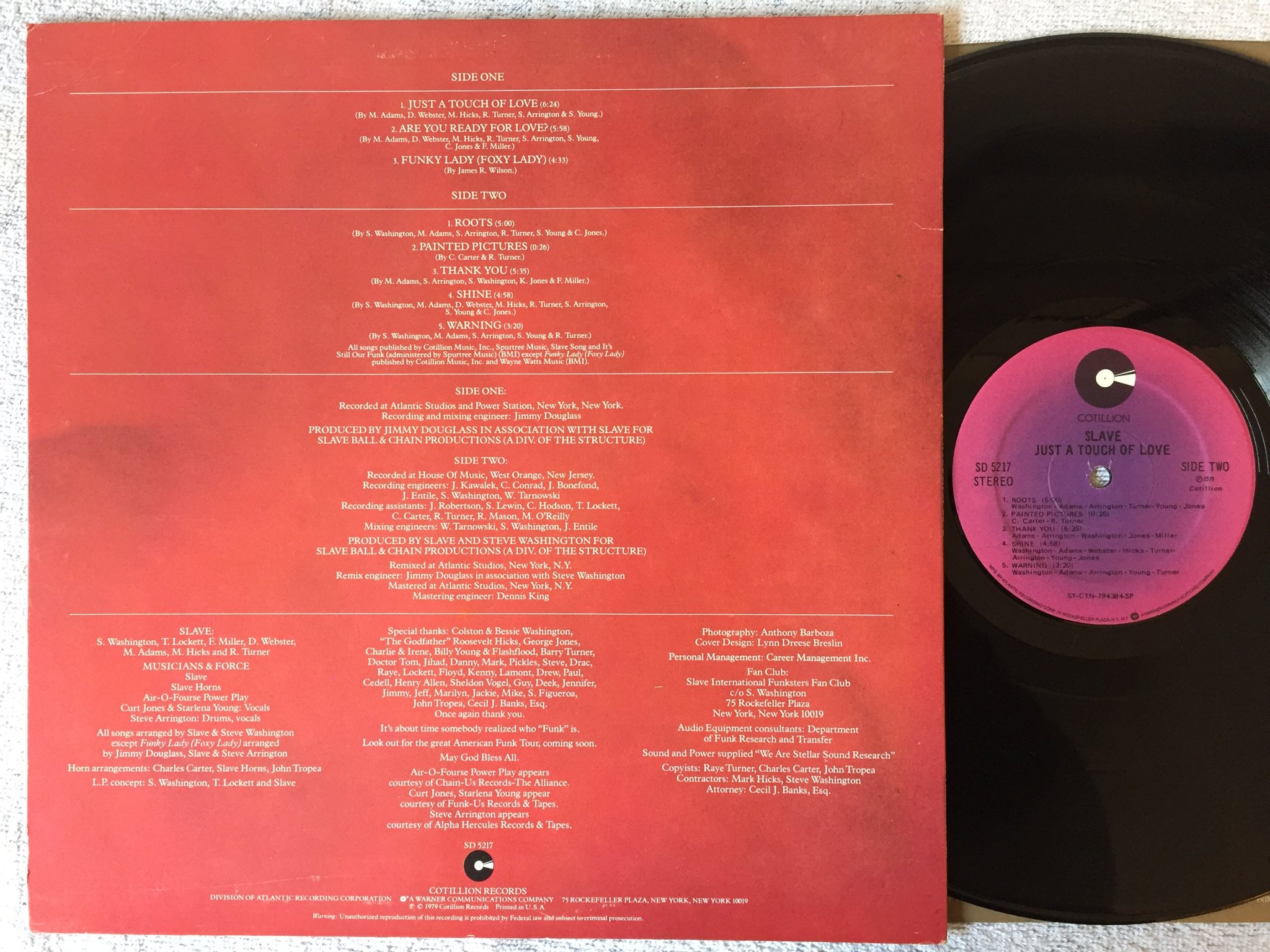 Omslagsbild för skivan SLAVE just a touch of love LP -79 US COTILLION SD 5217 classic ! ! !