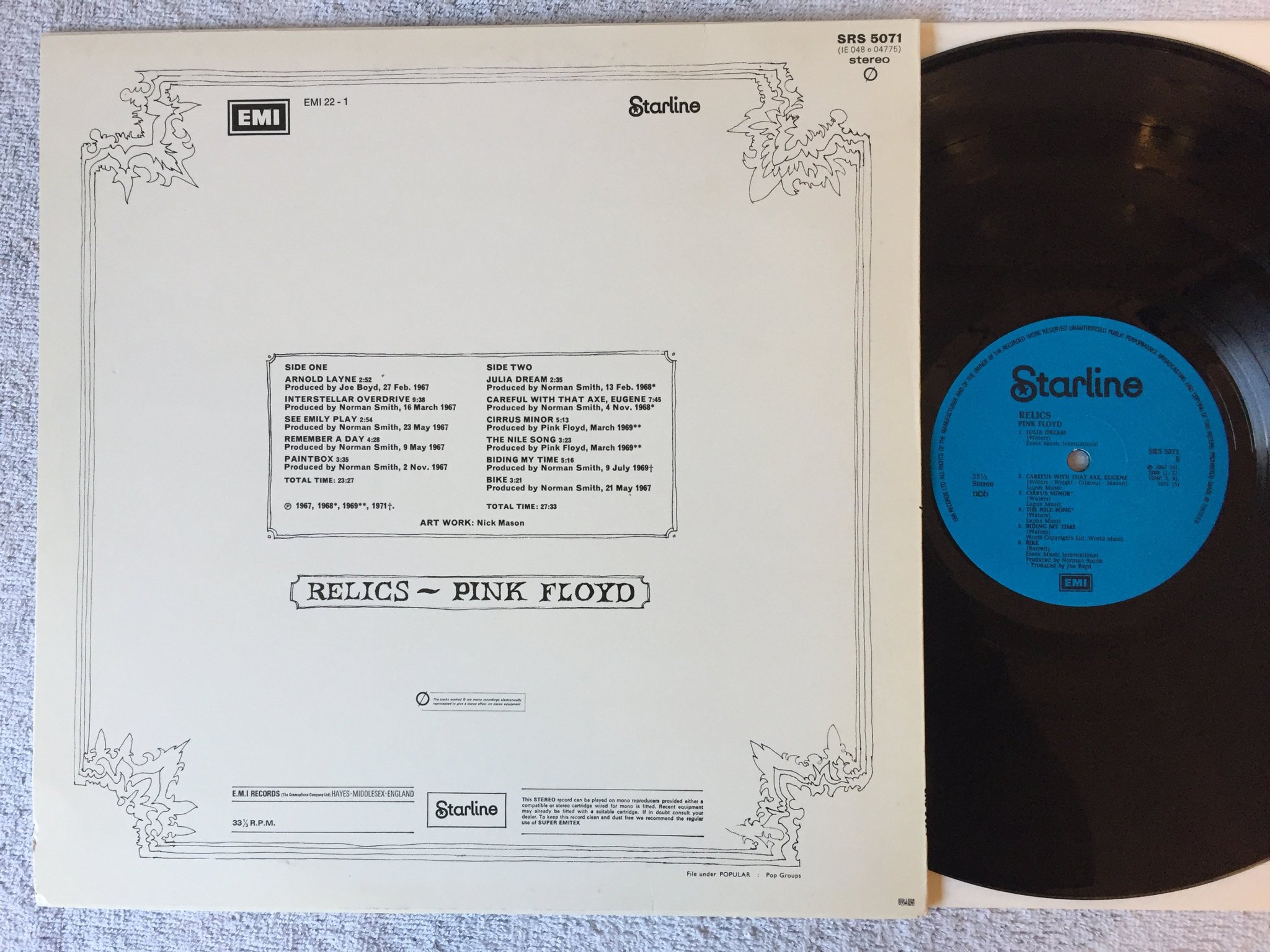 Omslagsbild för skivan PINK FLOYD relics LP ncb STARLINE SRS 5071