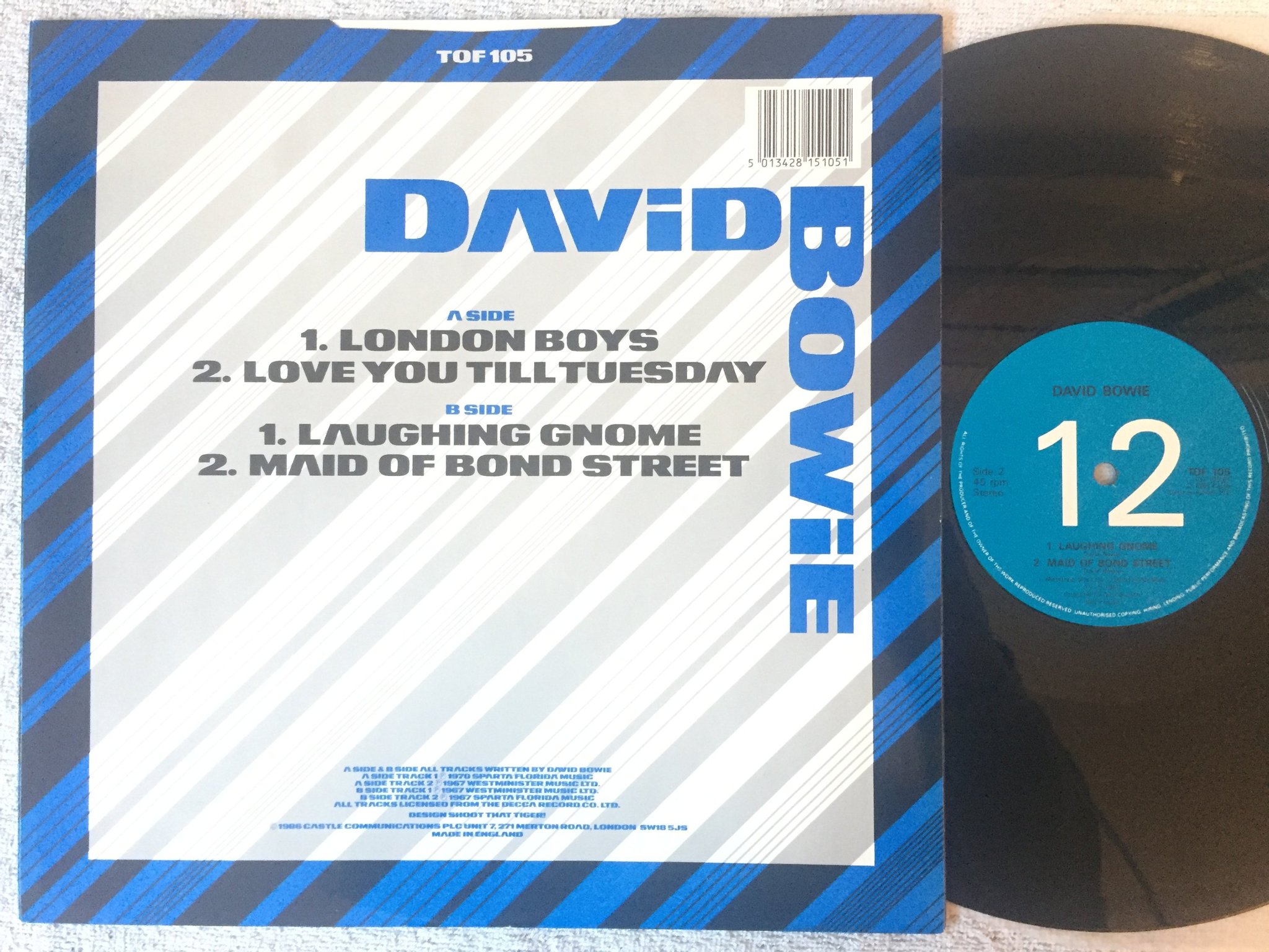 Omslagsbild för skivan DAVID BOWIE london boys 12"ep -86 CASTLE TOF 105