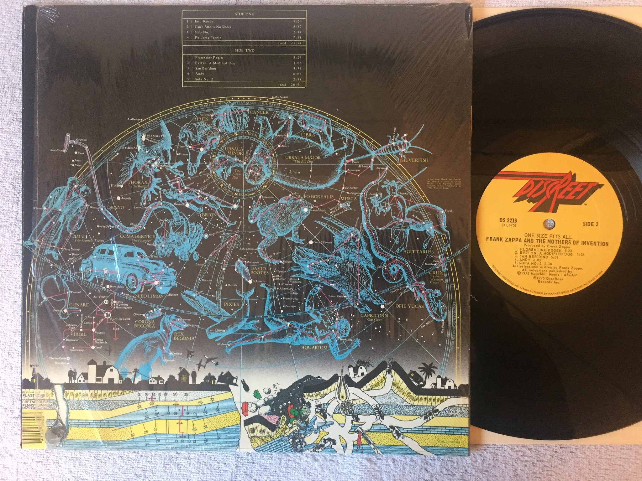 Omslagsbild för skivan ZAPPA & the mothers of Invention - one size fits all LP -75 US DISCREET DS 2216