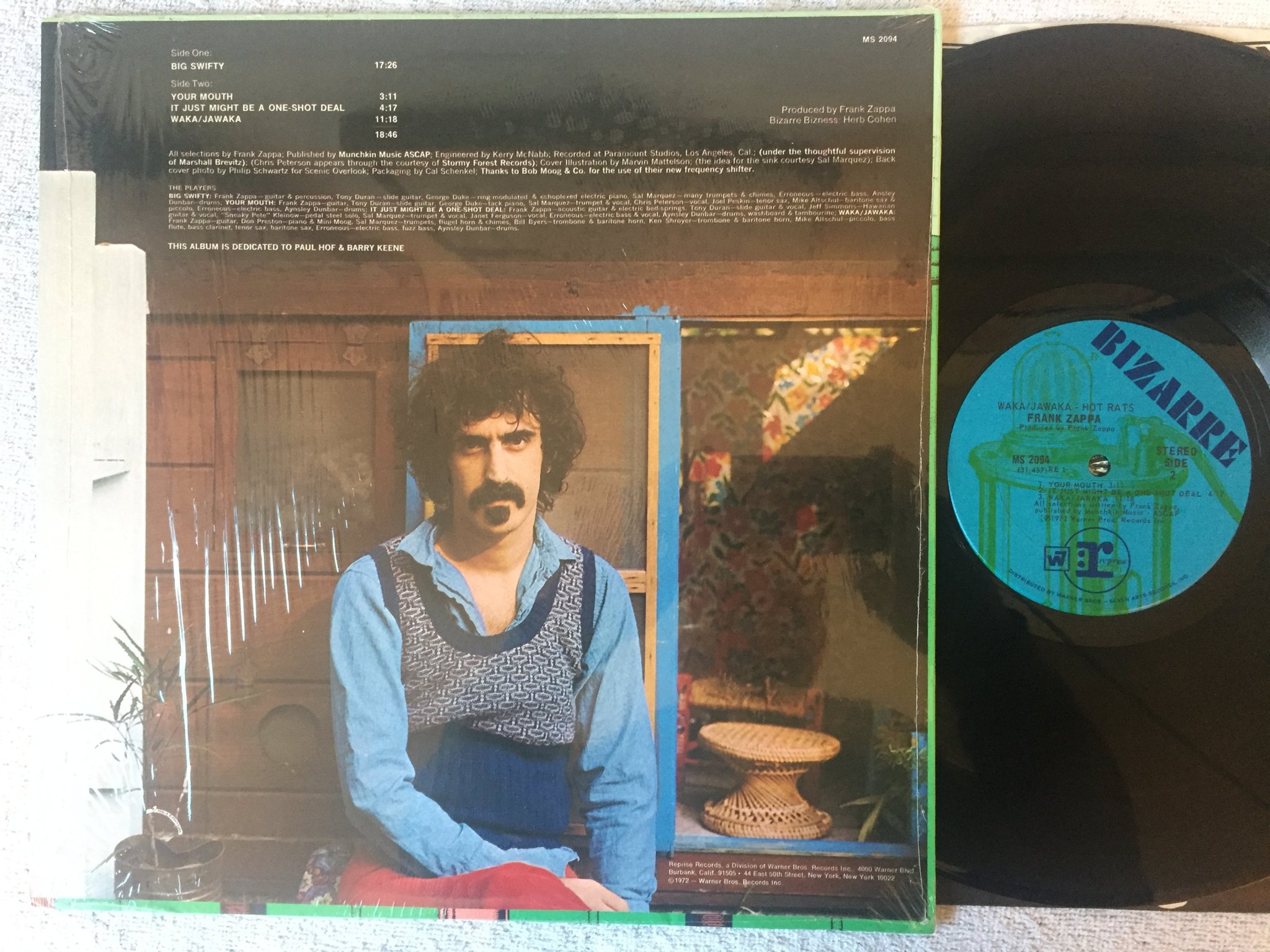 Omslagsbild för skivan FRANK ZAPPA waka / jawaka - hot rats LP -72 US BIZARRE MS 2094