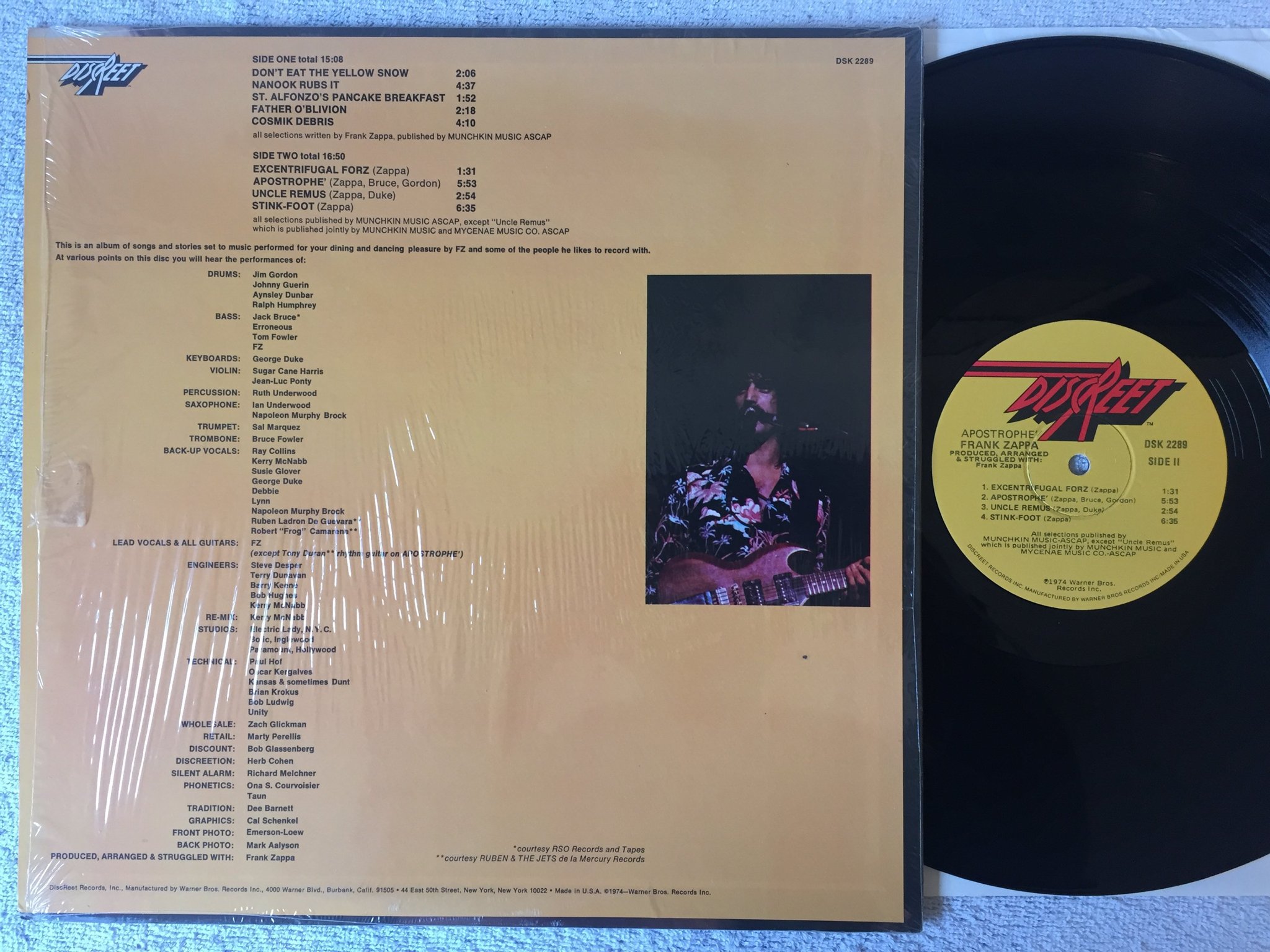 Omslagsbild för skivan FRANK ZAPPA apostrophe LP -74 US DISCREET DSK 2289