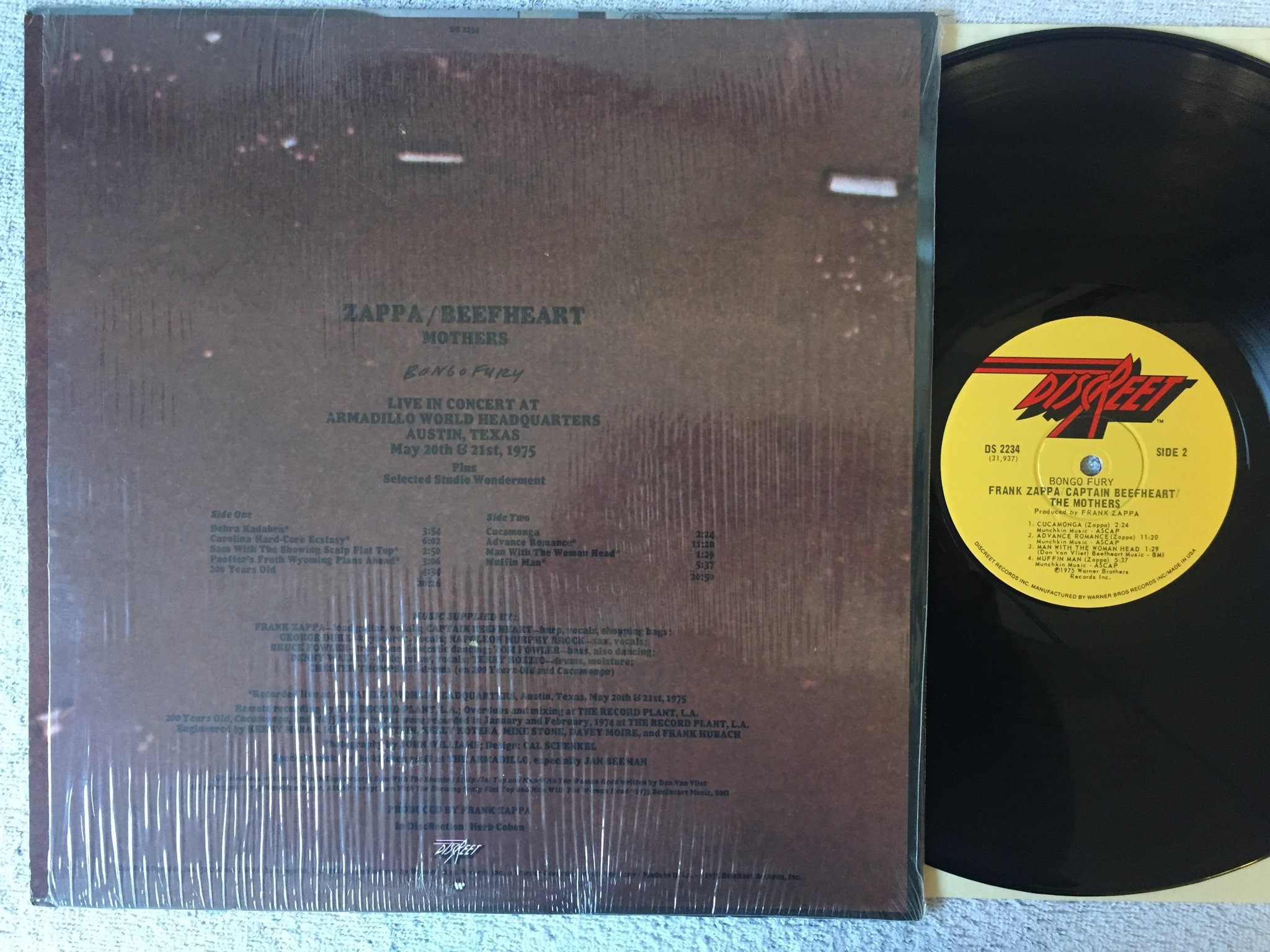 Omslagsbild för skivan FRANK ZAPPA & CAPTAIN BEEFHEART bong fury LP -75 US DISCREET DS 2234