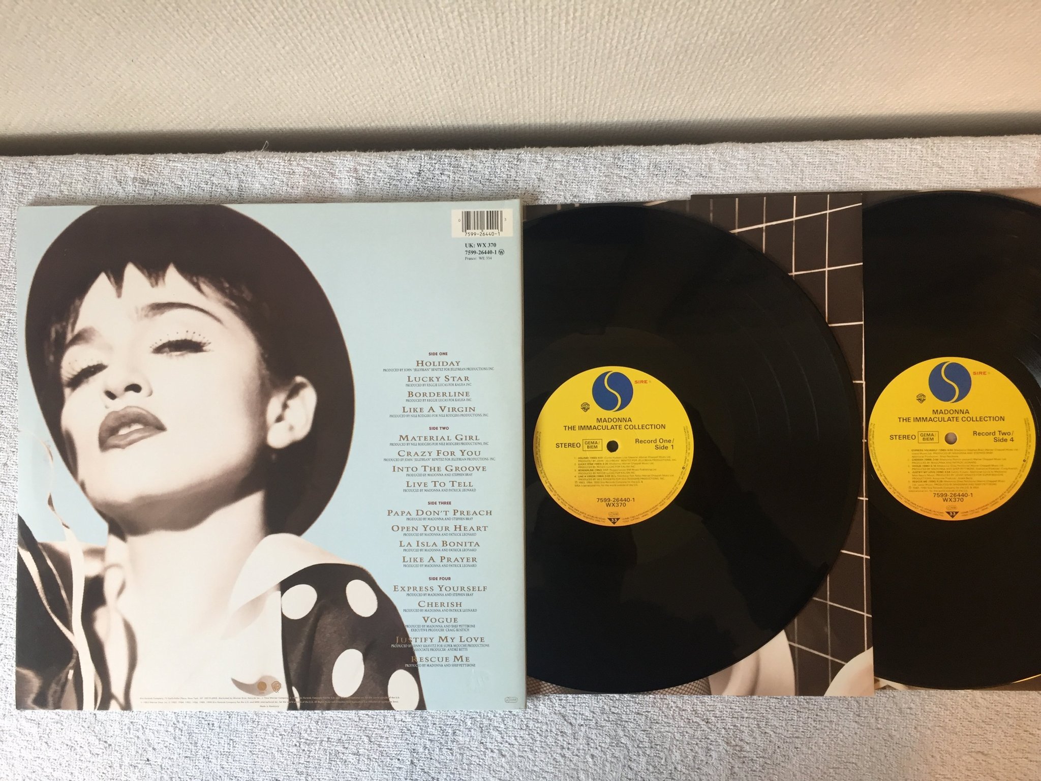 Omslagsbild för skivan MADONNA the immaculate collection 2xLP Ger SIRE 7599264401