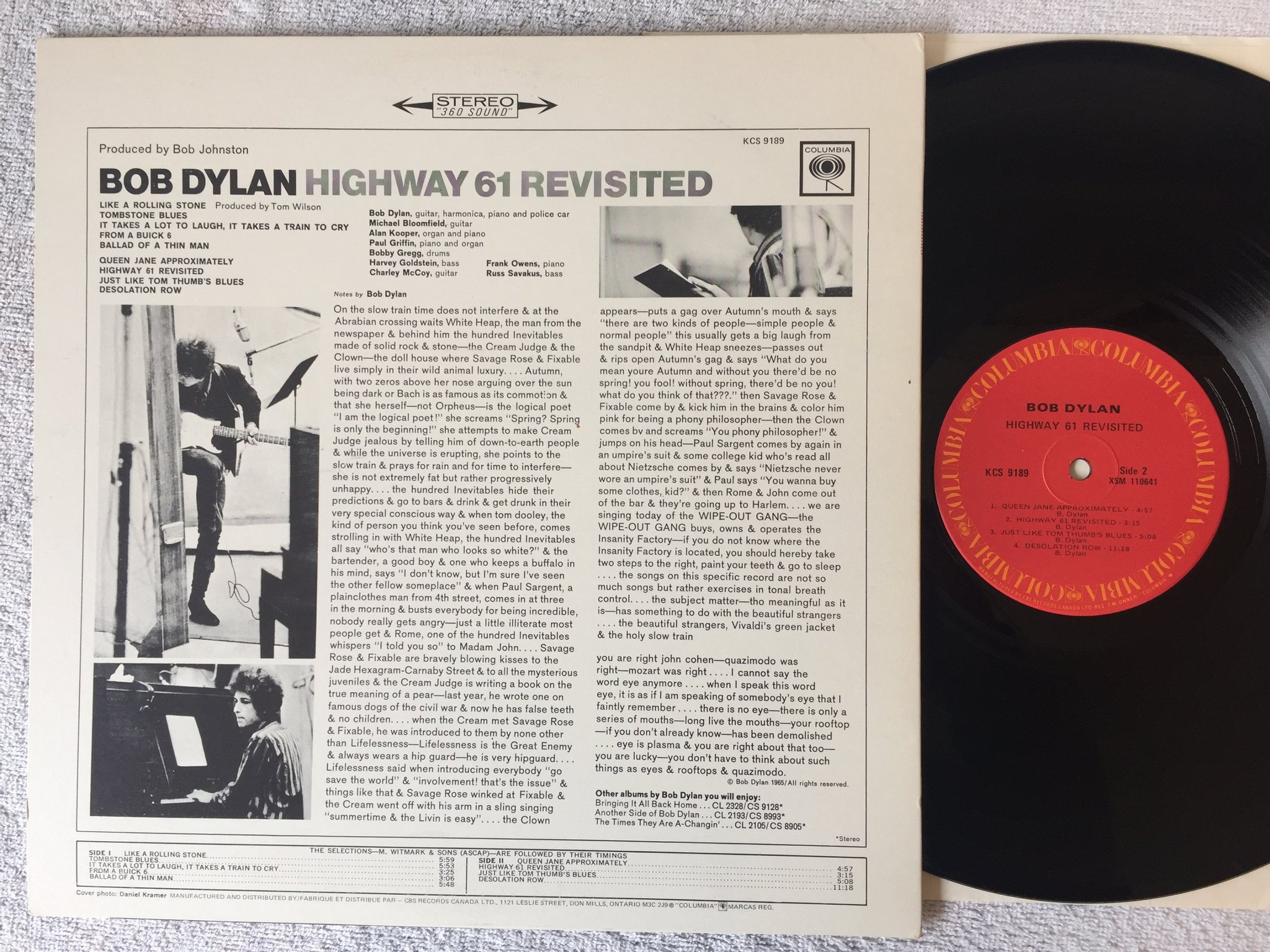 Omslagsbild för skivan BOB DYLAN highway 61 revisited LP Can COLUMBIA KCS 9189