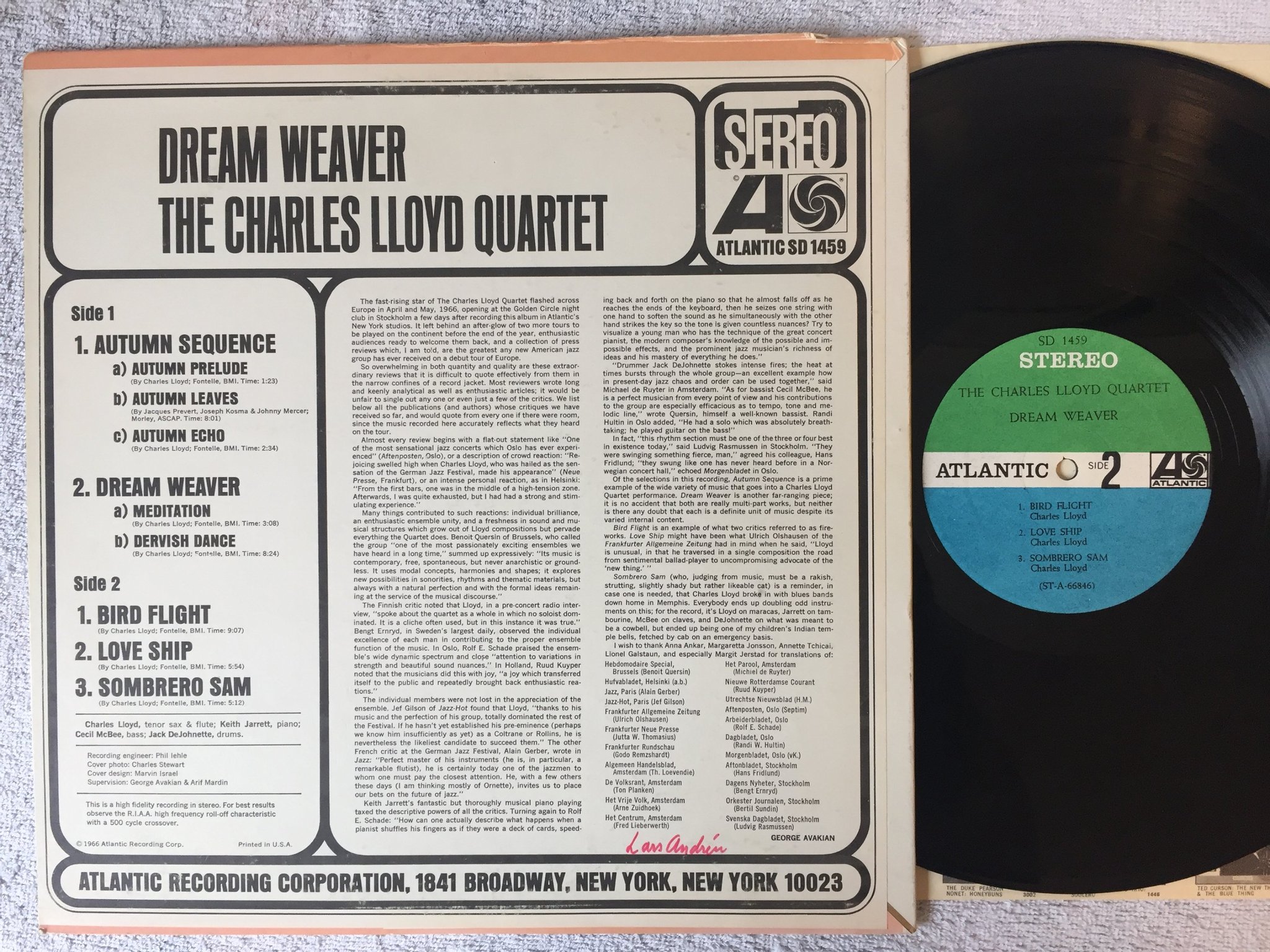 Omslagsbild för skivan THE CHARLES LLOYD QUARTET dream weaver LP -66 US ATLANTIC SD 1459
