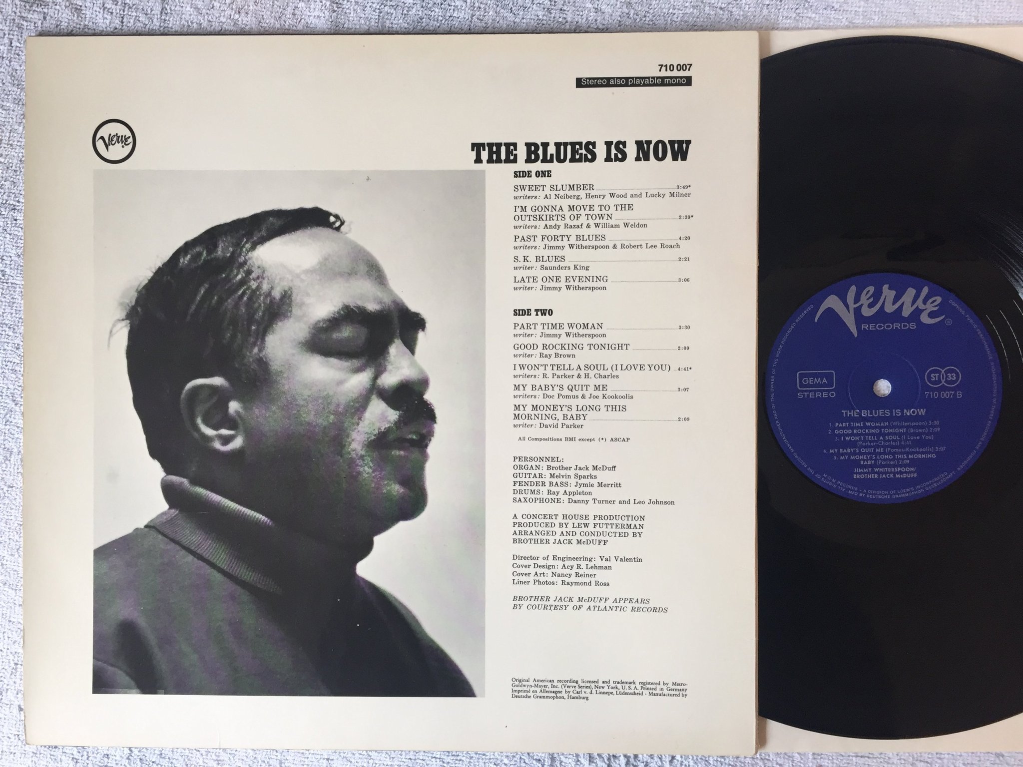 Omslagsbild för skivan JIMMY WITHERSPOON Jack McDuff - the blues is now LP -67 Ger VERVE 710007