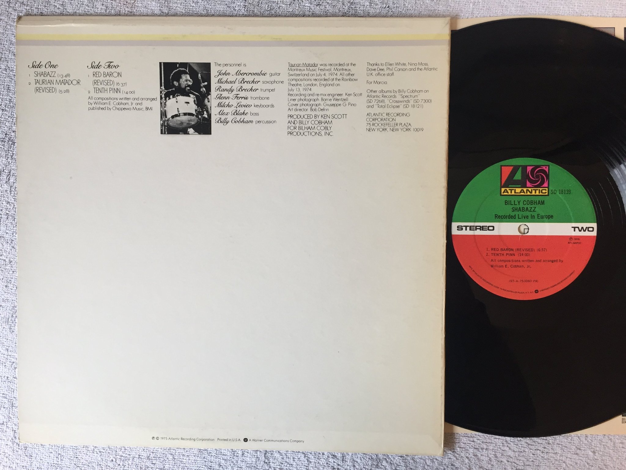 Omslagsbild för skivan BILLY COBHAM shabazz LP -75 US ATLANTIC SD 18139