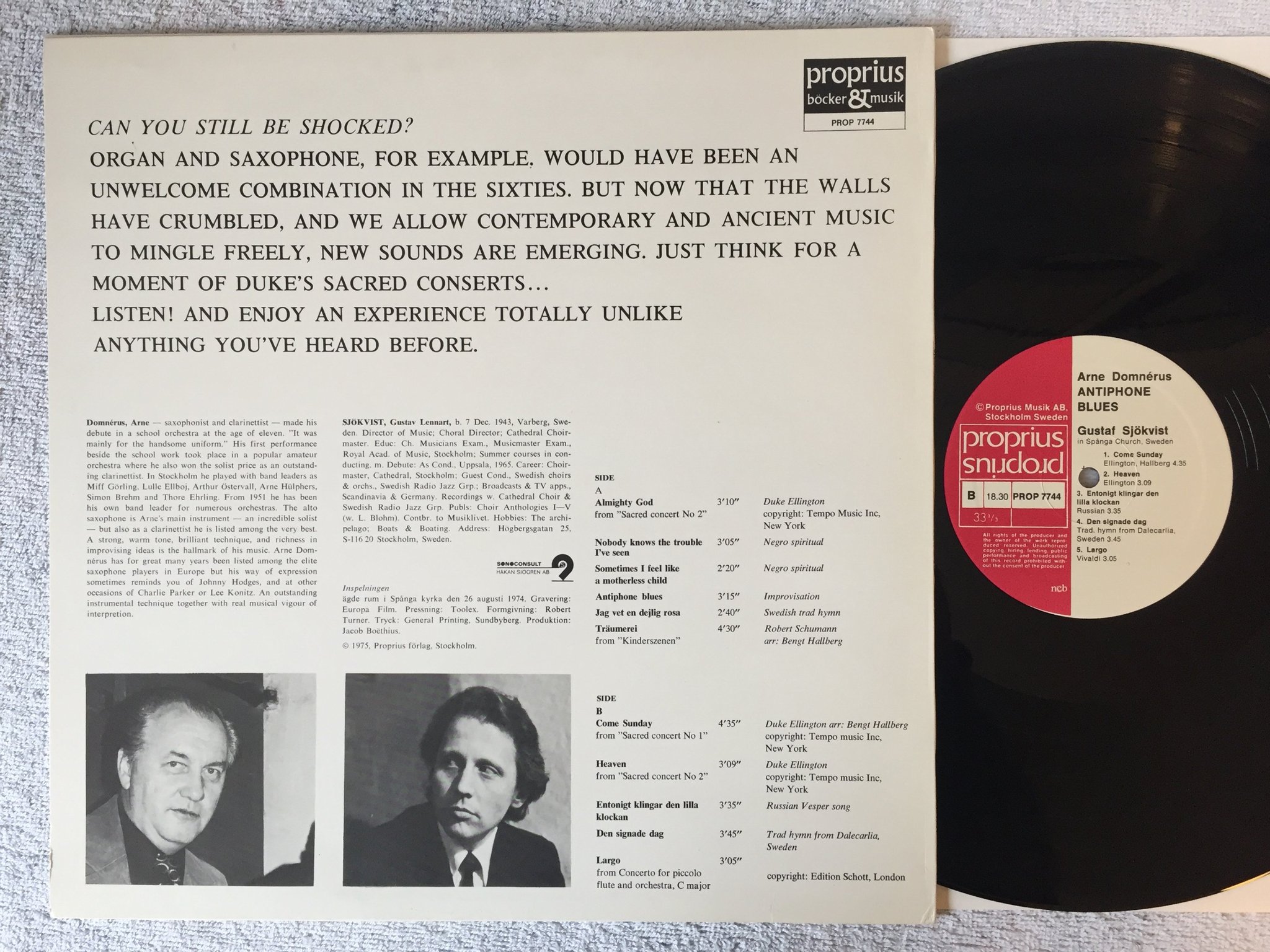 Omslagsbild för skivan ARNE DOMNERUS antiphone blues LP -75 Swe PROPRIUS PROP 7744 audiophile