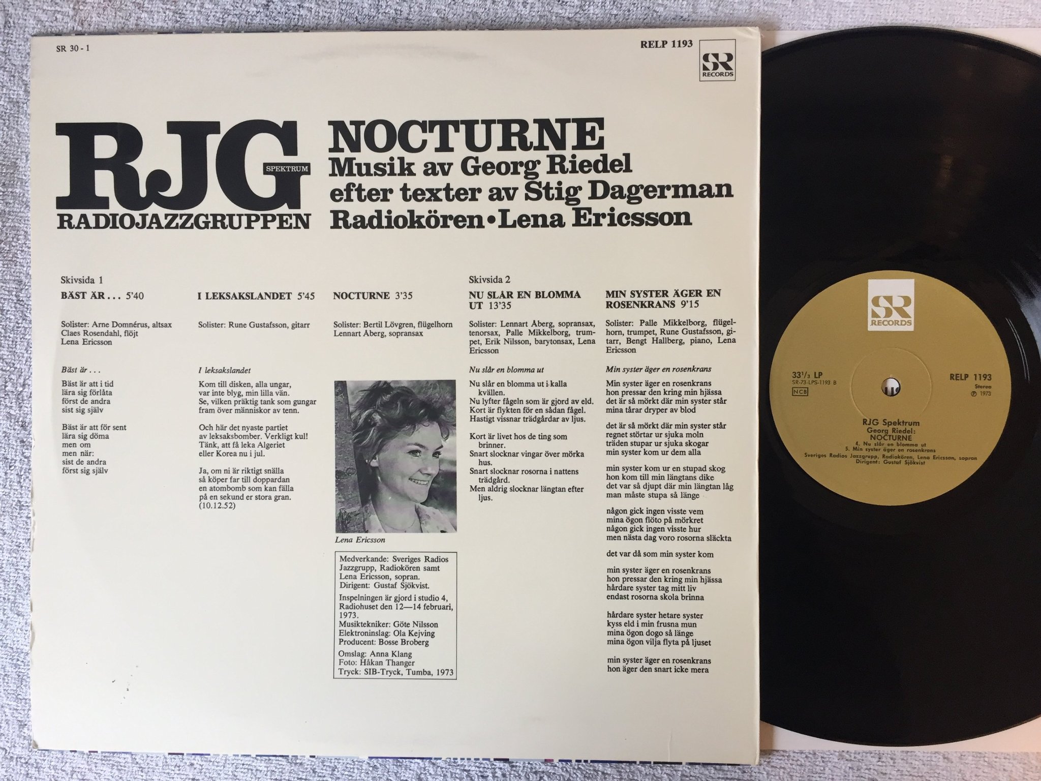 Omslagsbild för skivan RJG SPECTRUM nocture LP -73 Swe SR RELP 1193 