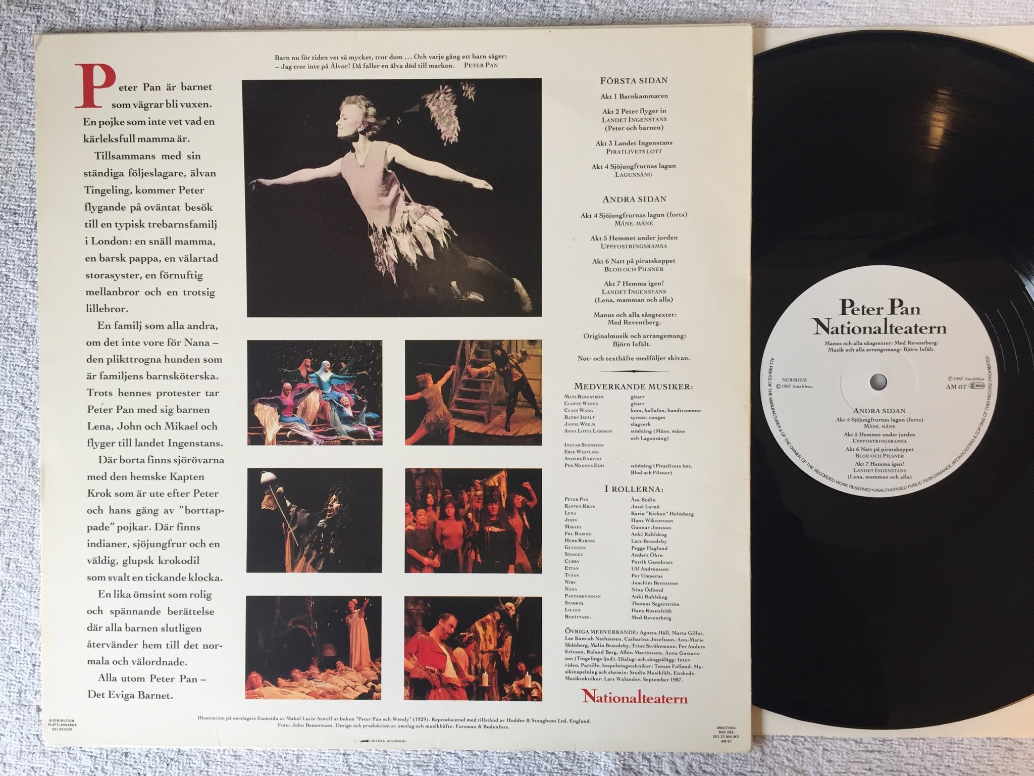 Omslagsbild för skivan NATIONALTEATERN Peter Pan LP -87 Swe AMALTHEA AM 67 