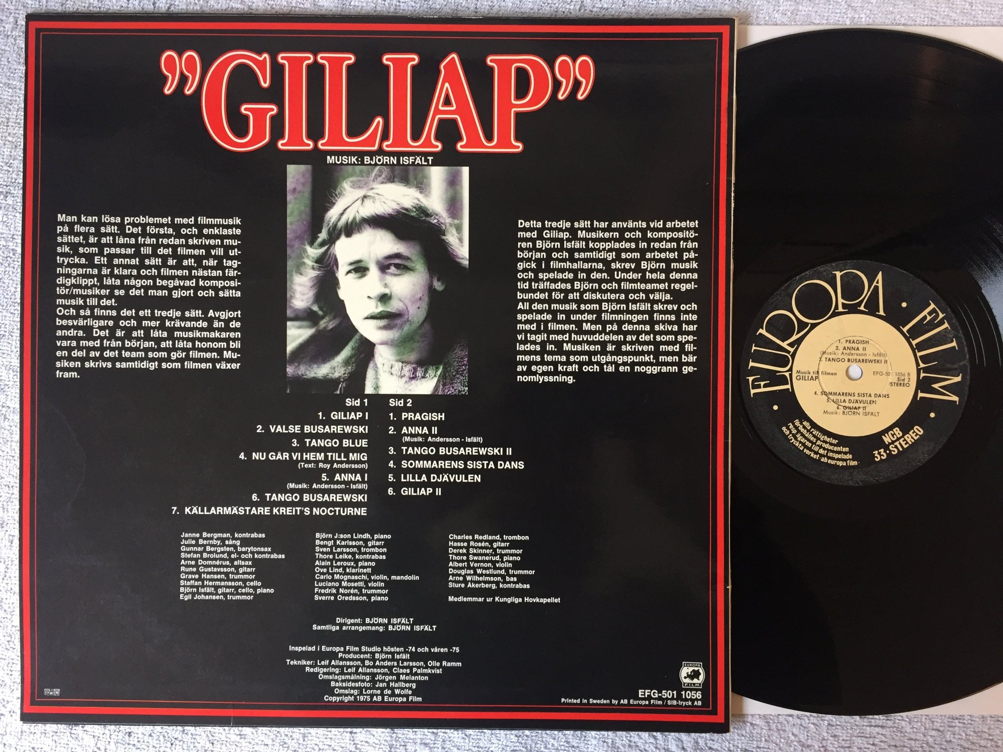 Omslagsbild för skivan BJÖRN ISFÄLT giliap LP -75 Swe EUROPA FILM EFG-501 1056