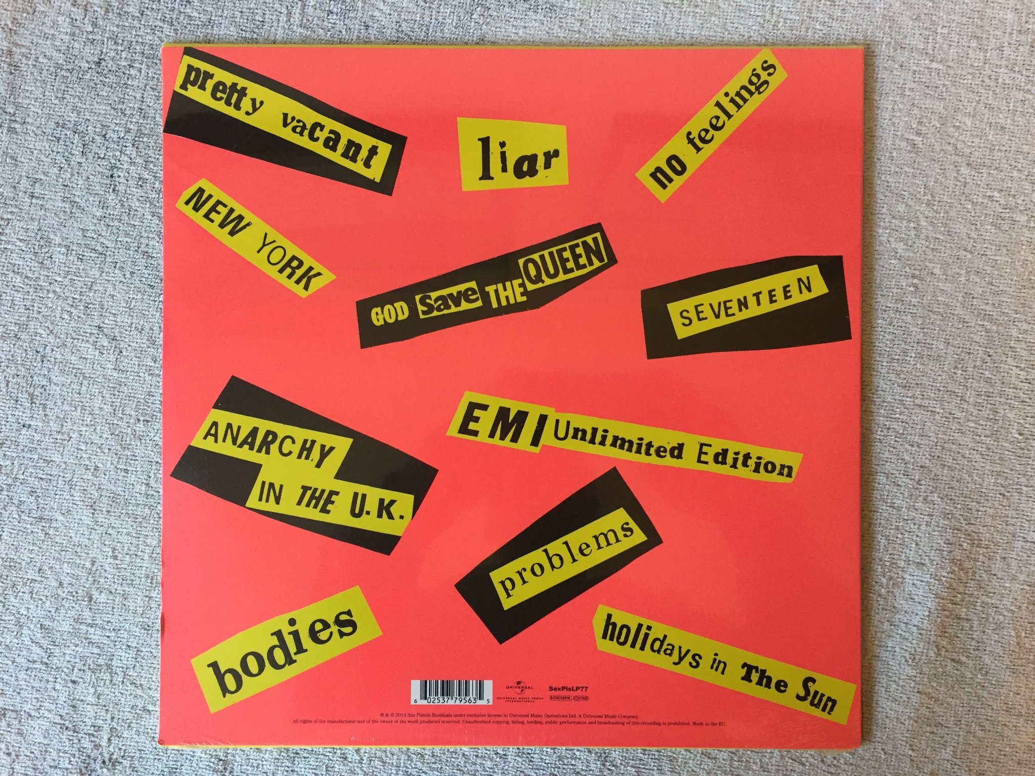 Omslagsbild för skivan SEX PISTOLS Never Mind The Bollocks LP 2014 180g BACK TO BLACK still sealed