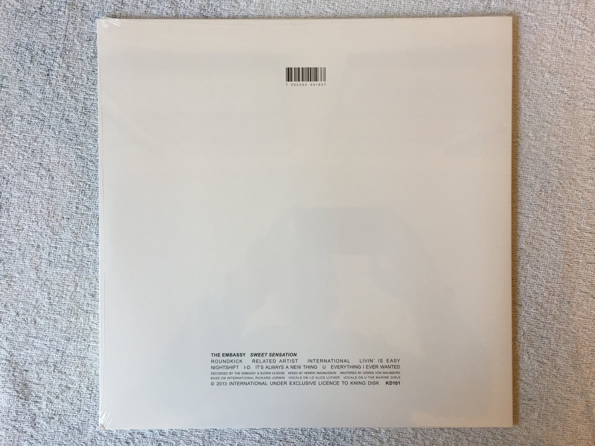 Omslagsbild för skivan THE EMBASSY Sweet Sensation LP 2013 Swe KNING DISK KD101 synth pop SEALED