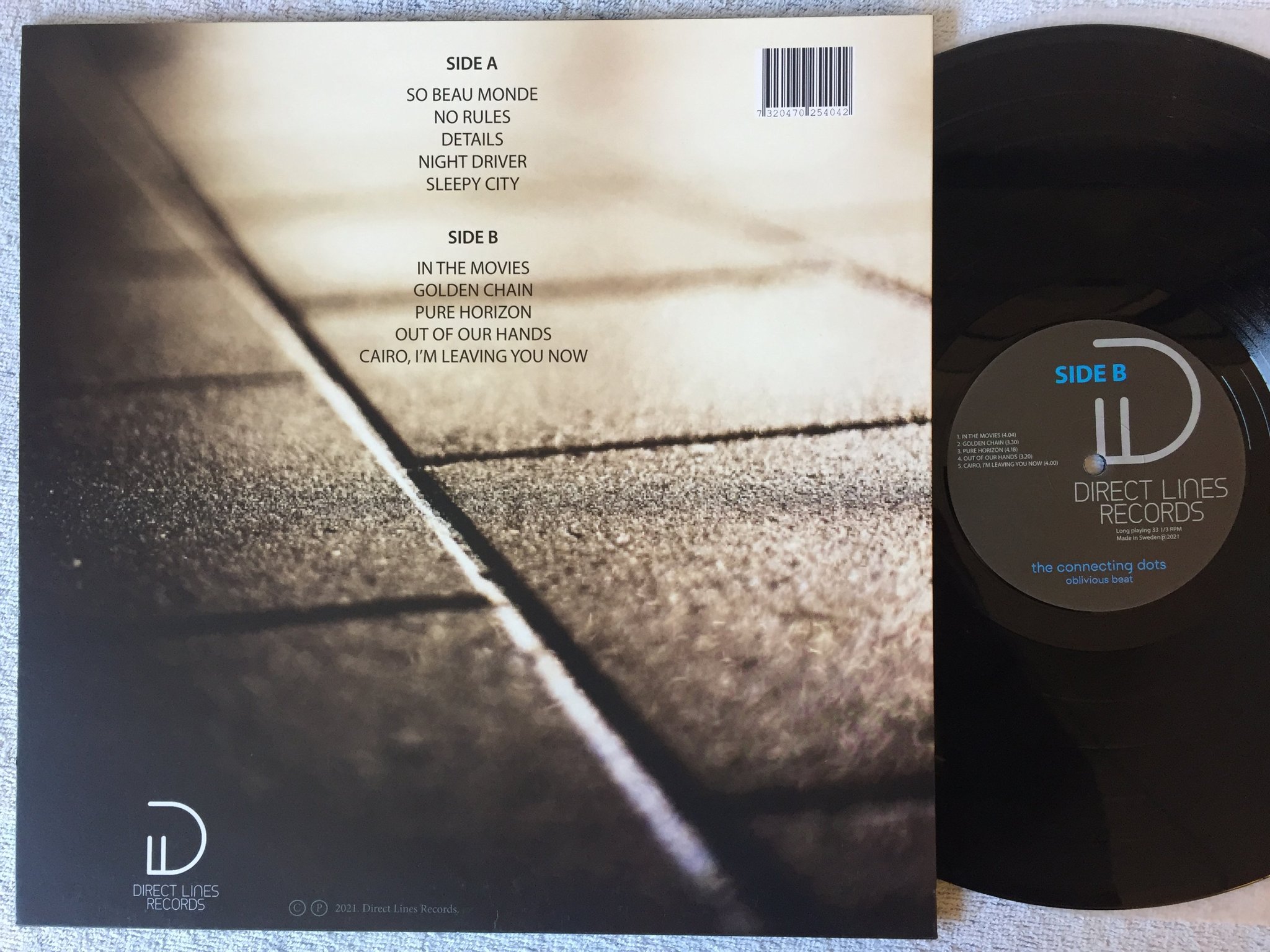 Omslagsbild för skivan THE CONNECTING DOTS Oblivious Beat LP 2021 Swe DIRECT LINES DIRE001 indie pop 