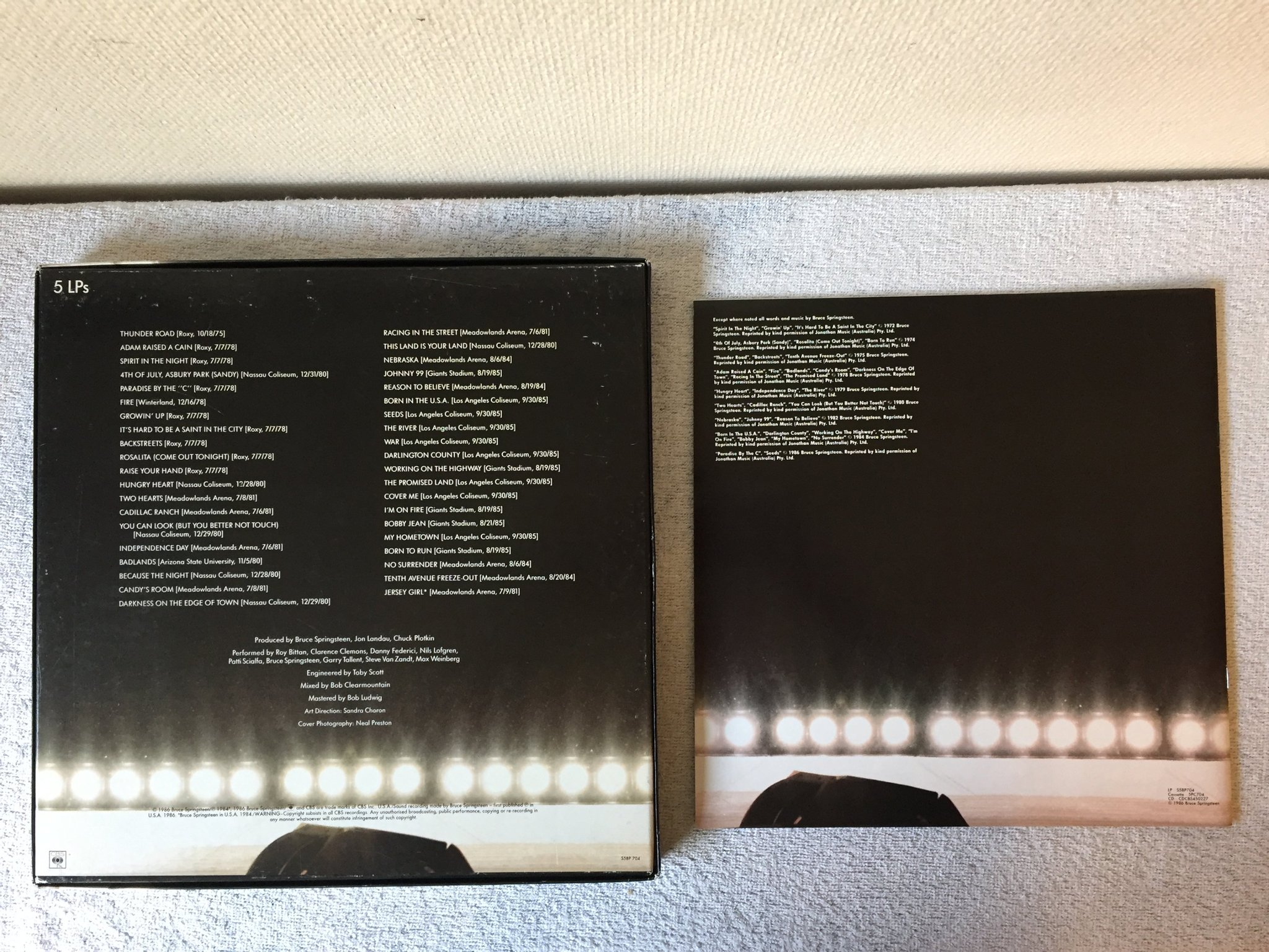 Omslagsbild för skivan BRUCE SPRINGSTEEN Live 1975-85 5xLP AUSTRALIA CBS S5BP704