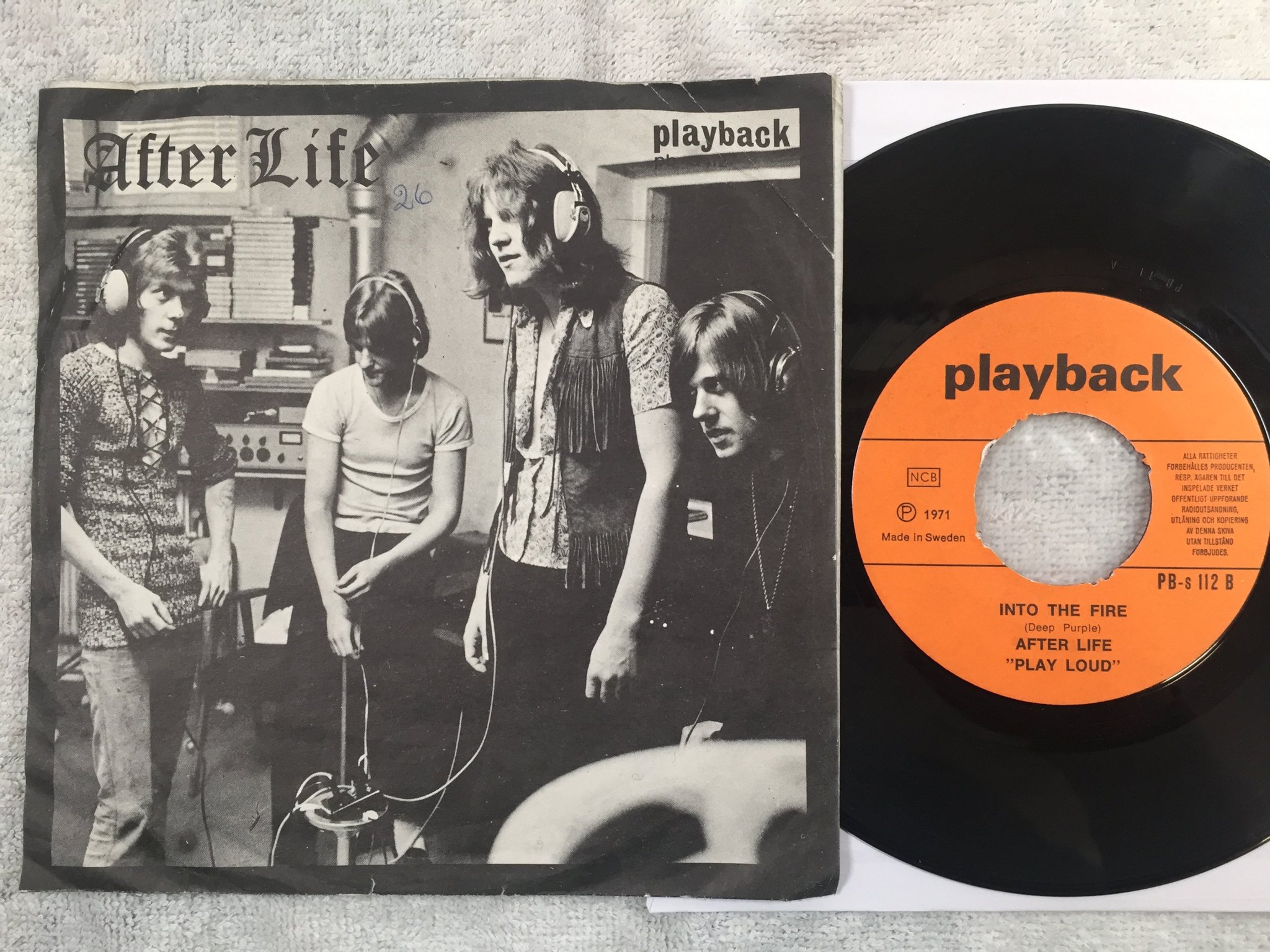 Omslagsbild för skivan AFTER LIFE help me 7"single -71 Swe PLAYBACK PB-S112 rare hard rock