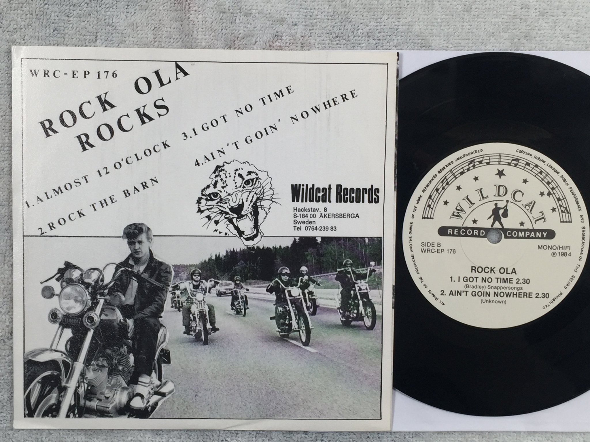 Omslagsbild för skivan ROCK OLA almost 12"O'clock  7"single -84 Swe WILDCAT WRC-EP 176 rockabilly