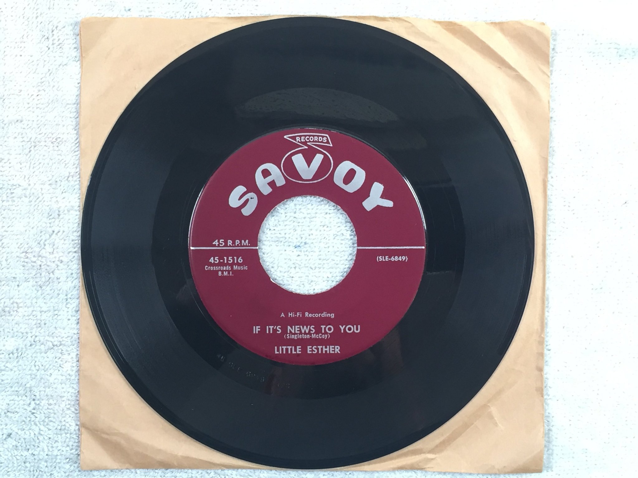 Omslagsbild för skivan LITTLE ESTHER Longing In My Heart 7"single -57 US SAVOY 45-1516 soul blues RARE!
