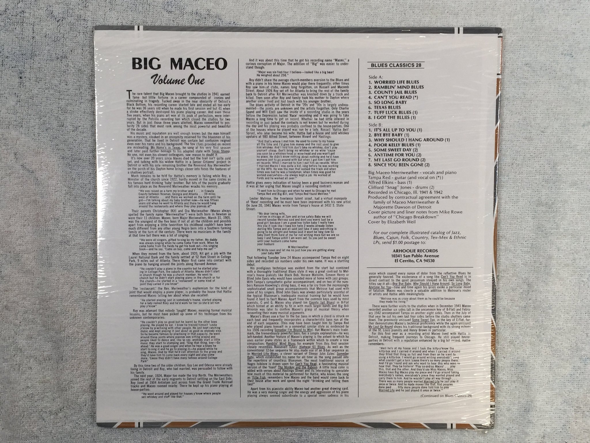 Omslagsbild för skivan BIG MACEO The King Of Chicago Blues Piano vol 1 LP -84 US BLUES CLASSICS BC 28  