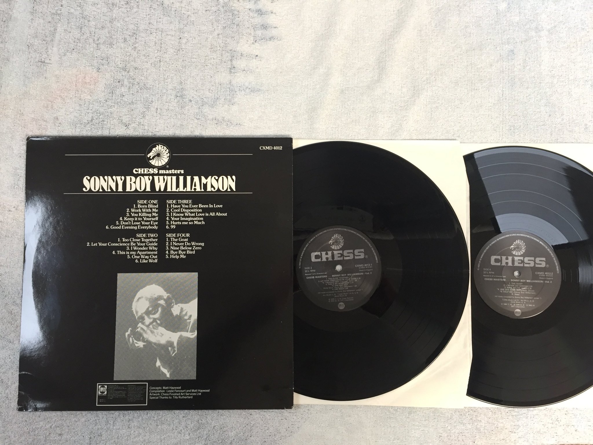 Omslagsbild för skivan SONNY BOY WILLIAMSON vol 2 s/t 2xLP -81 UK CHESS CXMD 4012
