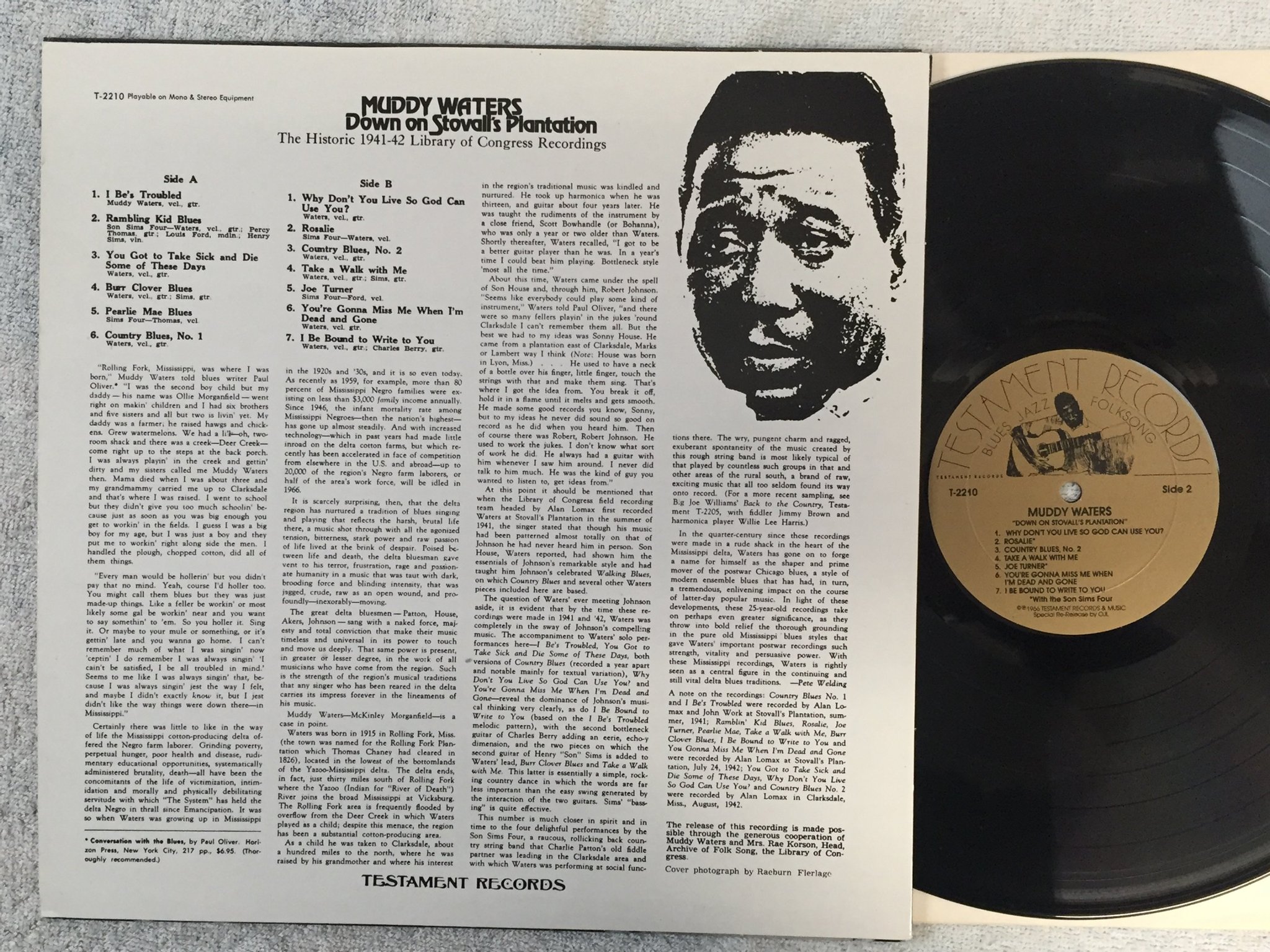 Omslagsbild för skivan MUDDY WATERS down on Stovall's plantation LP re US testament T-2210 DELTA BLUES