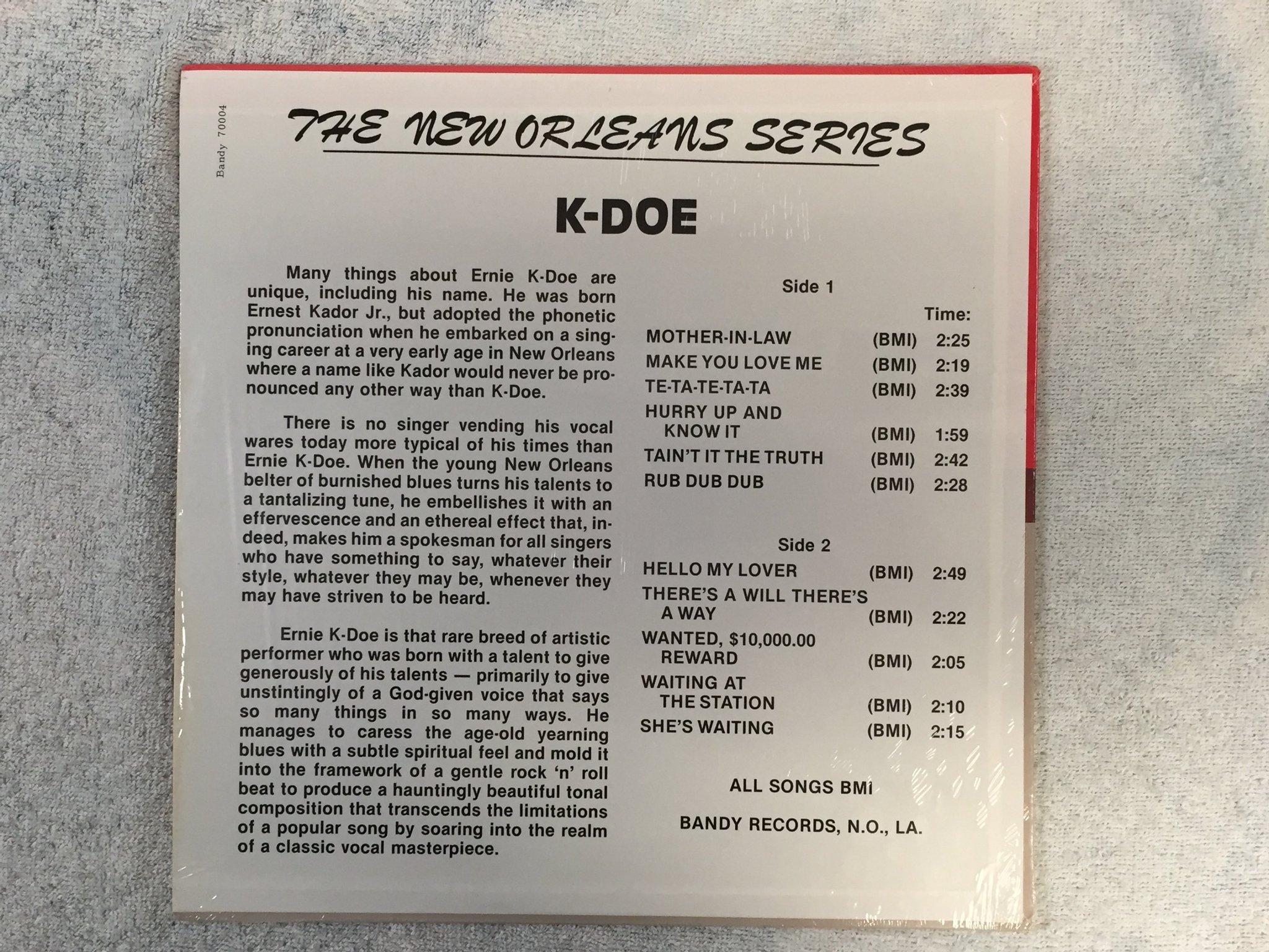 Omslagsbild för skivan ERNIE K DOE s/t LP US BANDY RECORDS BLP 70004 rhythm & blues