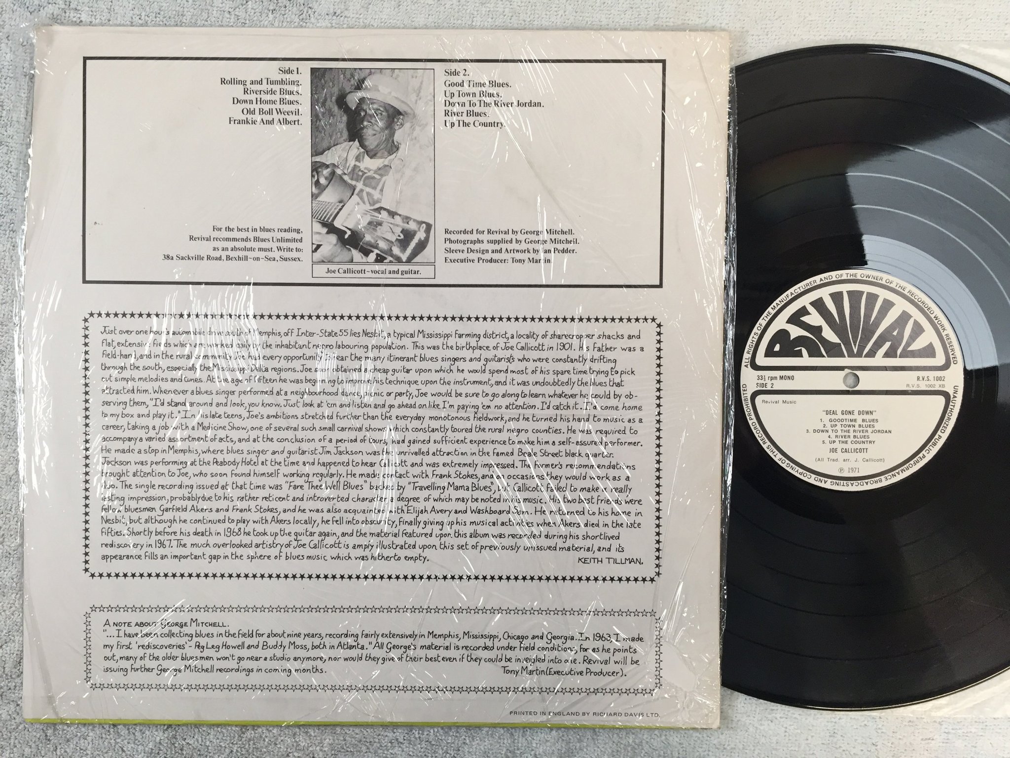 Omslagsbild för skivan JOE CALLICOTT deal gone wrong L P -71 UK REVIVAL RVS 1002