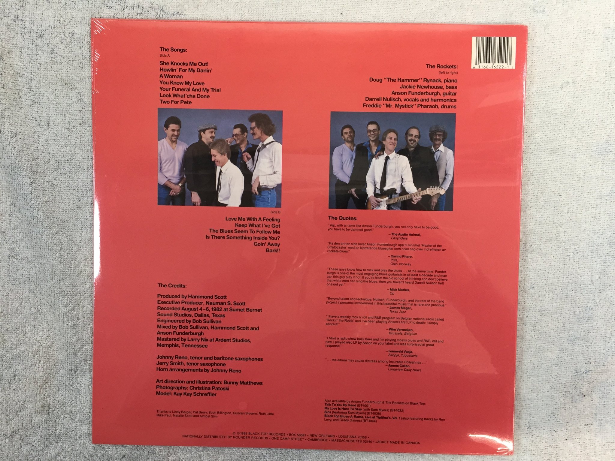 Omslagsbild för skivan ANSON FUNDERBURGH she knocks me out LP -89 US black top bt-1022 