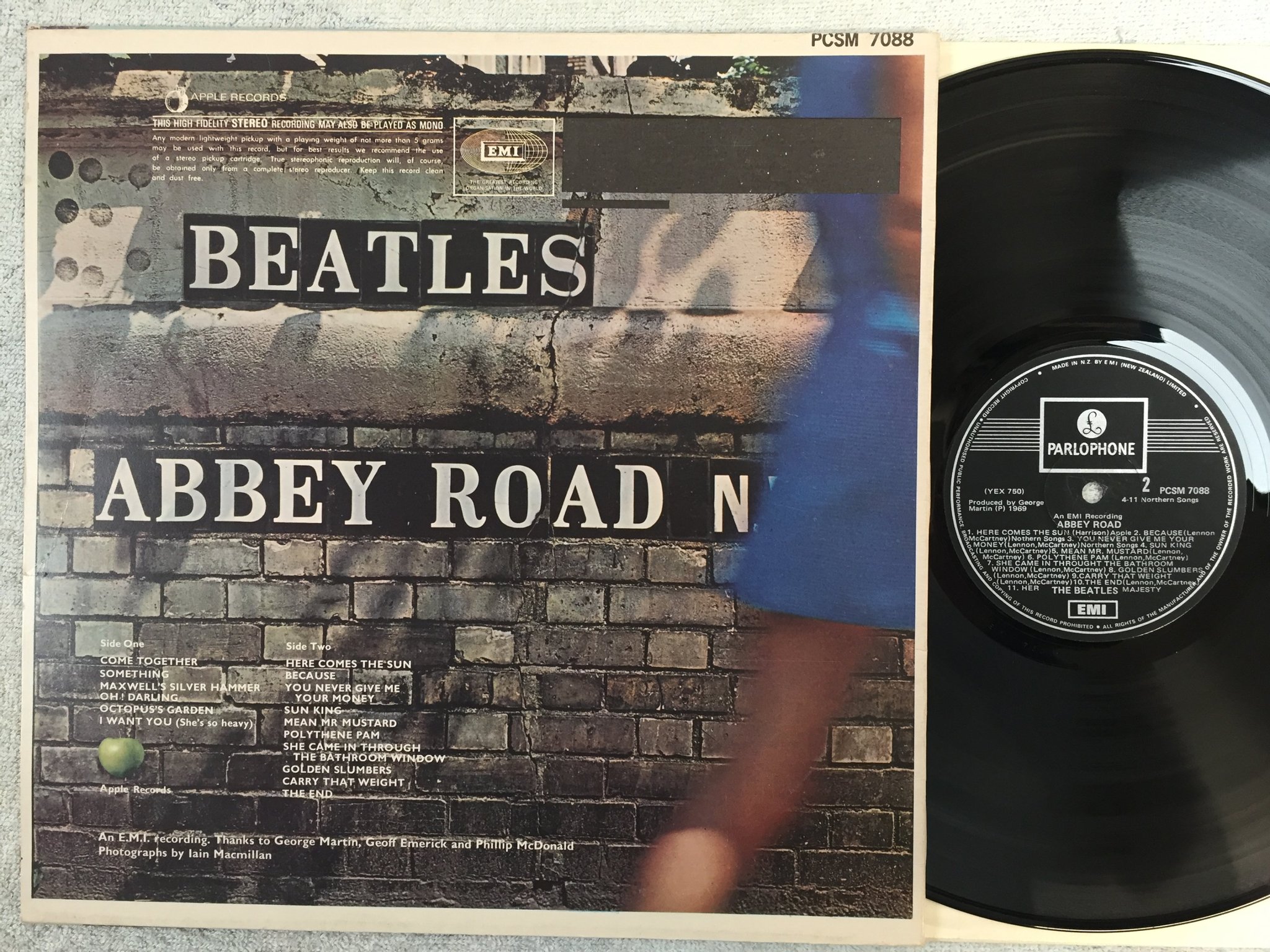 Omslagsbild för skivan THE BEATLES abbey road LP New Zealand PARLOPHONE PCSM 7088 RARE ! ! 